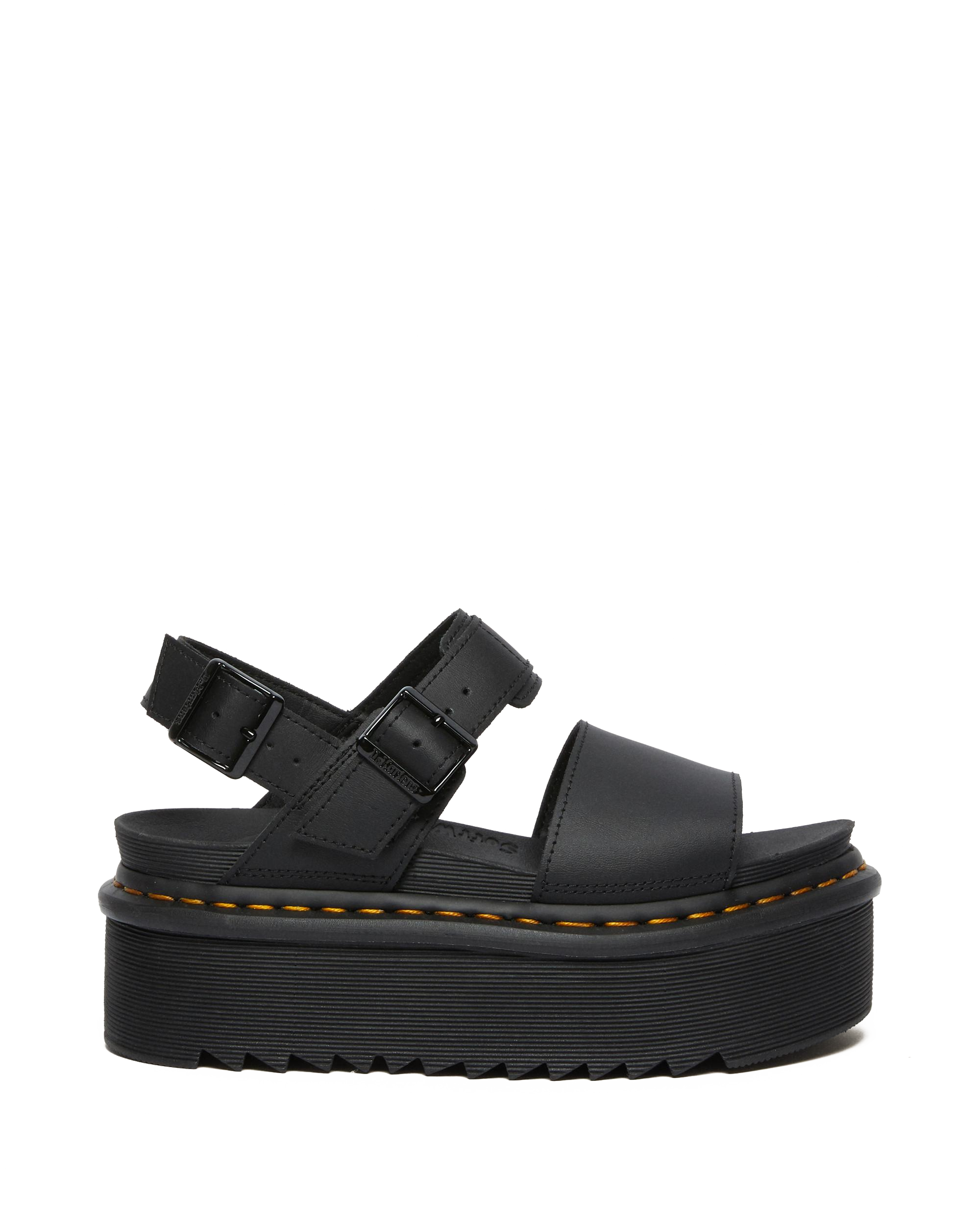Voss Quad Leather Strap Platform Sandals in Black | Dr. Martens™