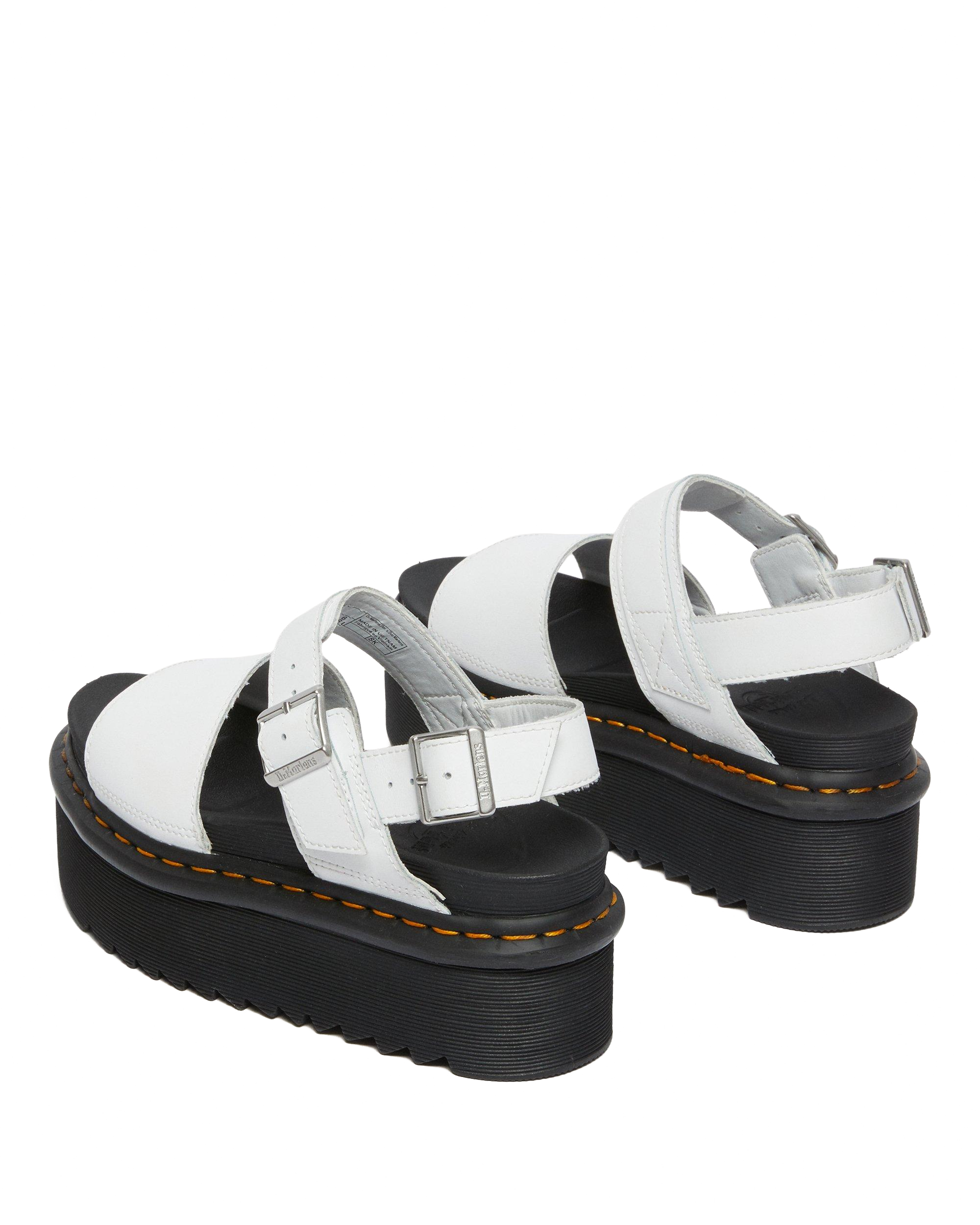 Voss Quad Leather Strap Platform Sandals in White | Dr. Martens™