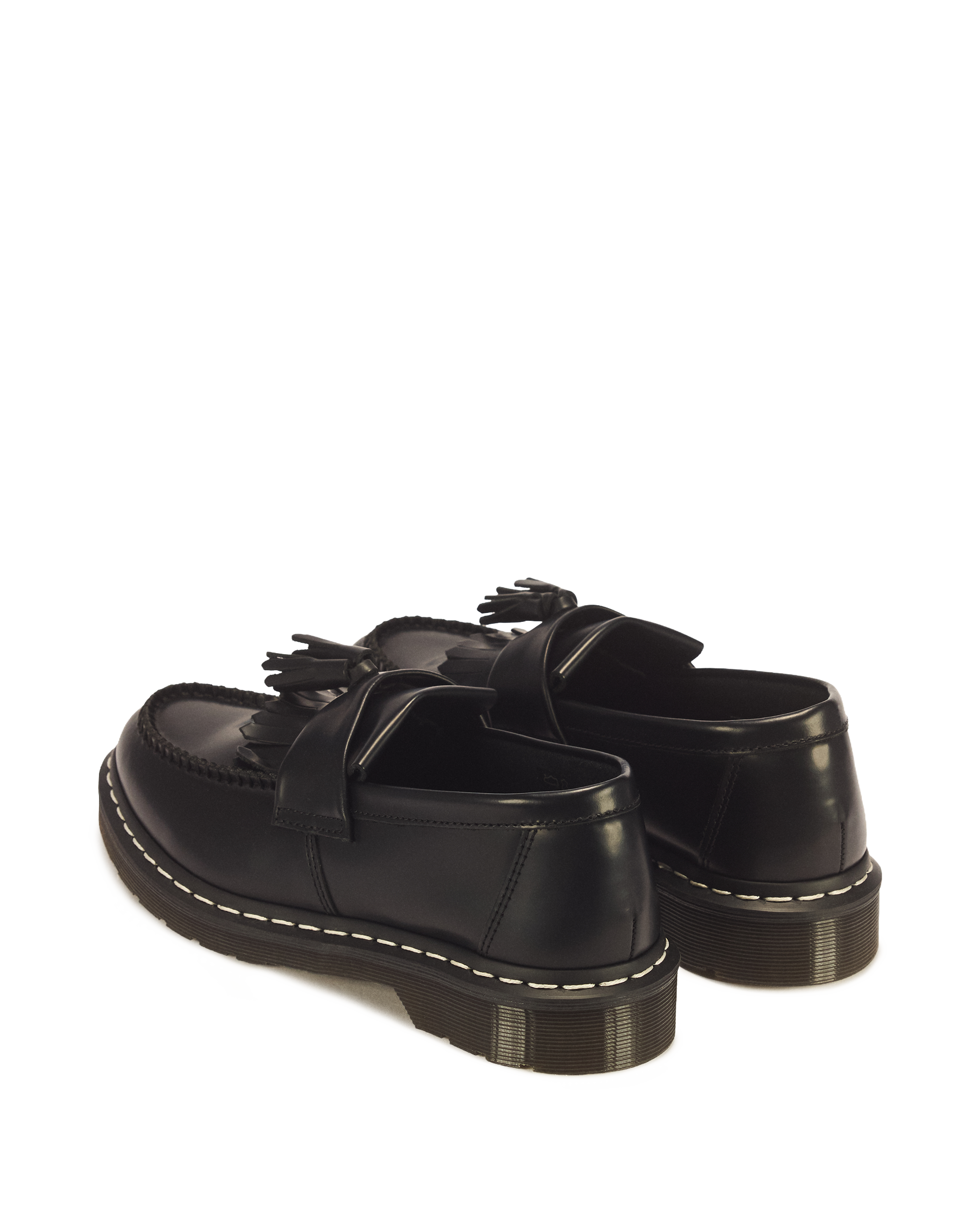Adrian White Stitch Smooth Leather Loafers in BLACK | Dr. Martens™