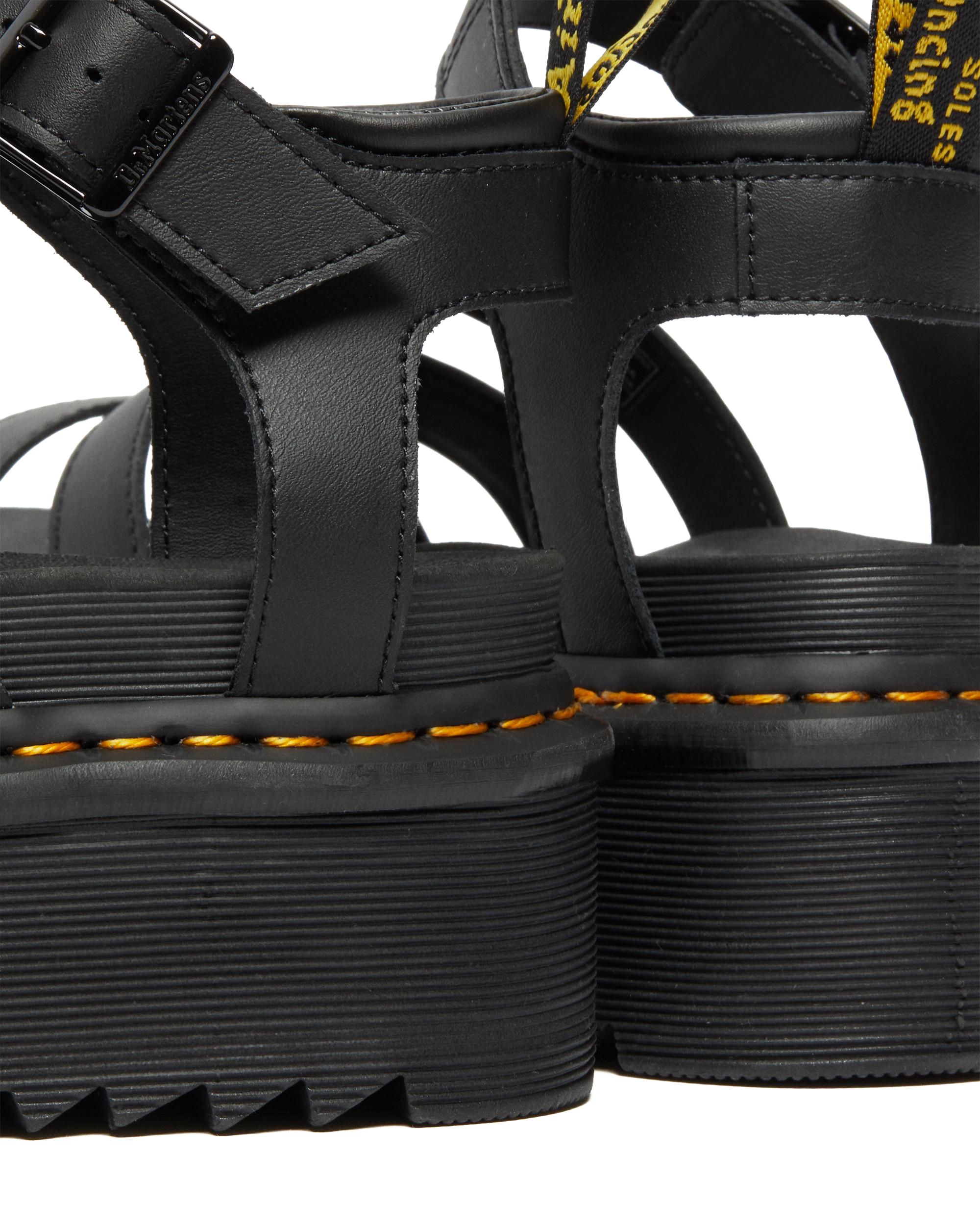 Blaire Quad Hydro Leather Platform Gladiator Sandals in Black | Dr
