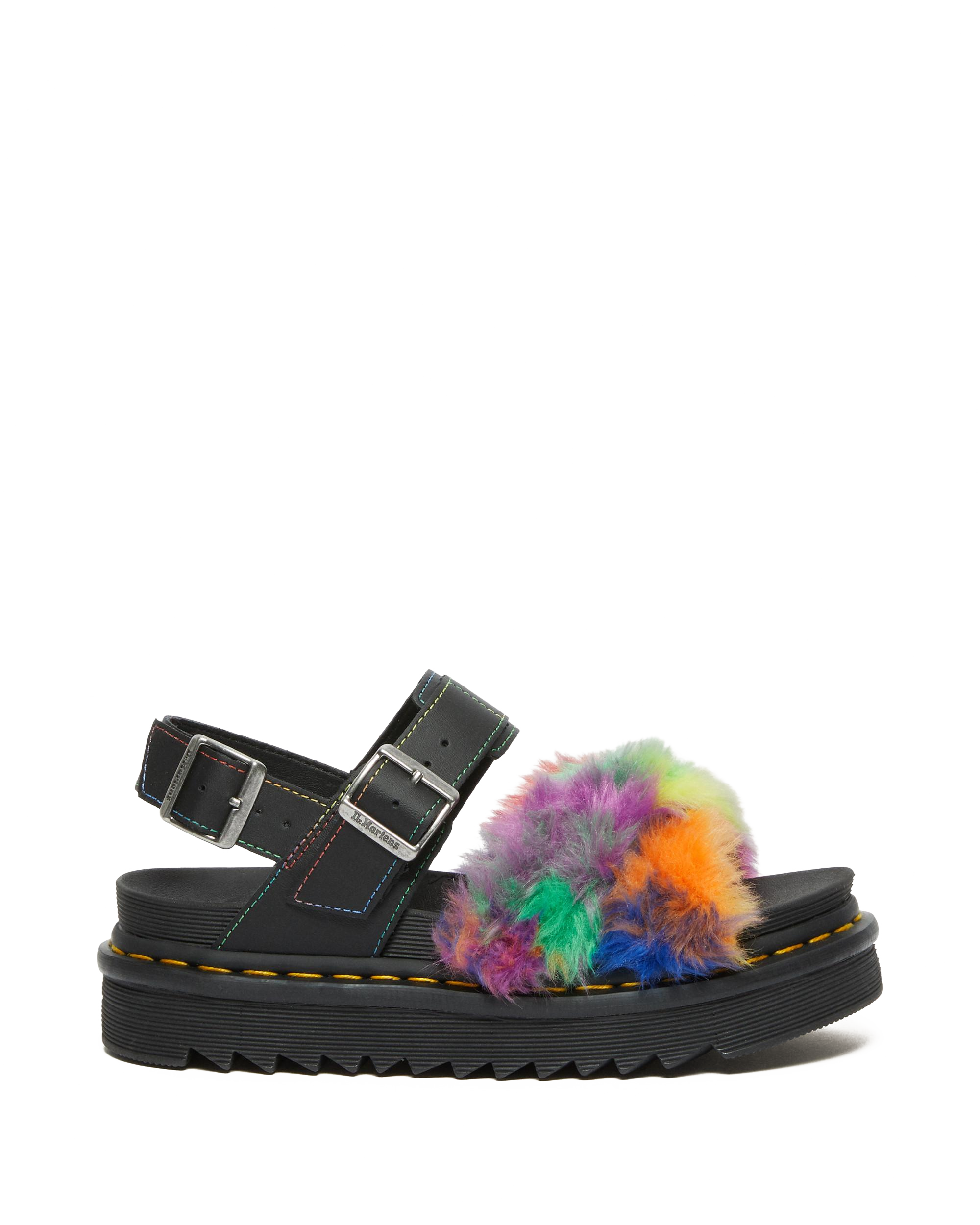 Voss II Fluffy Imitatiebont Sandalen met Leren Band