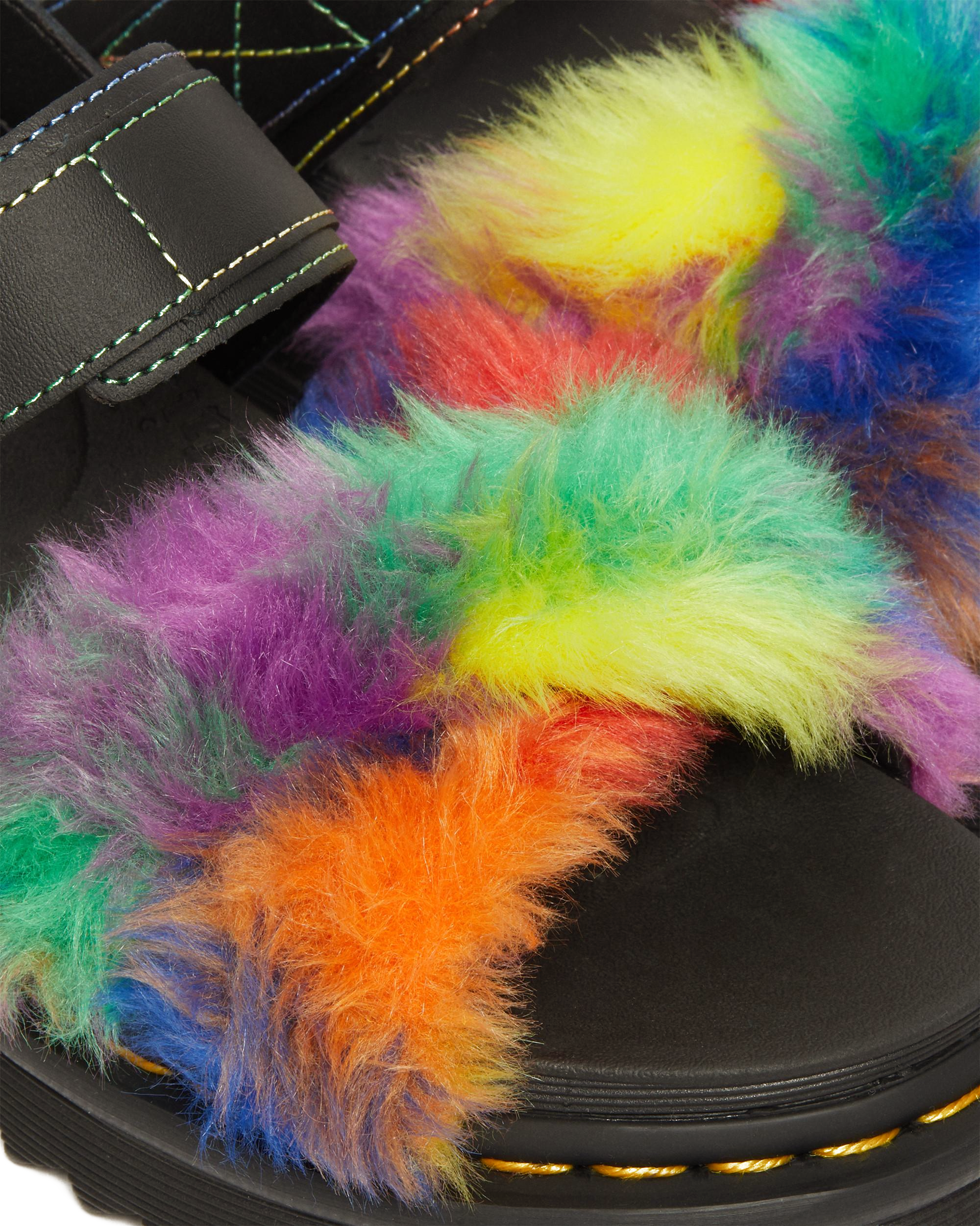 Voss II Fluffy Imitatiebont Sandalen met Leren Band