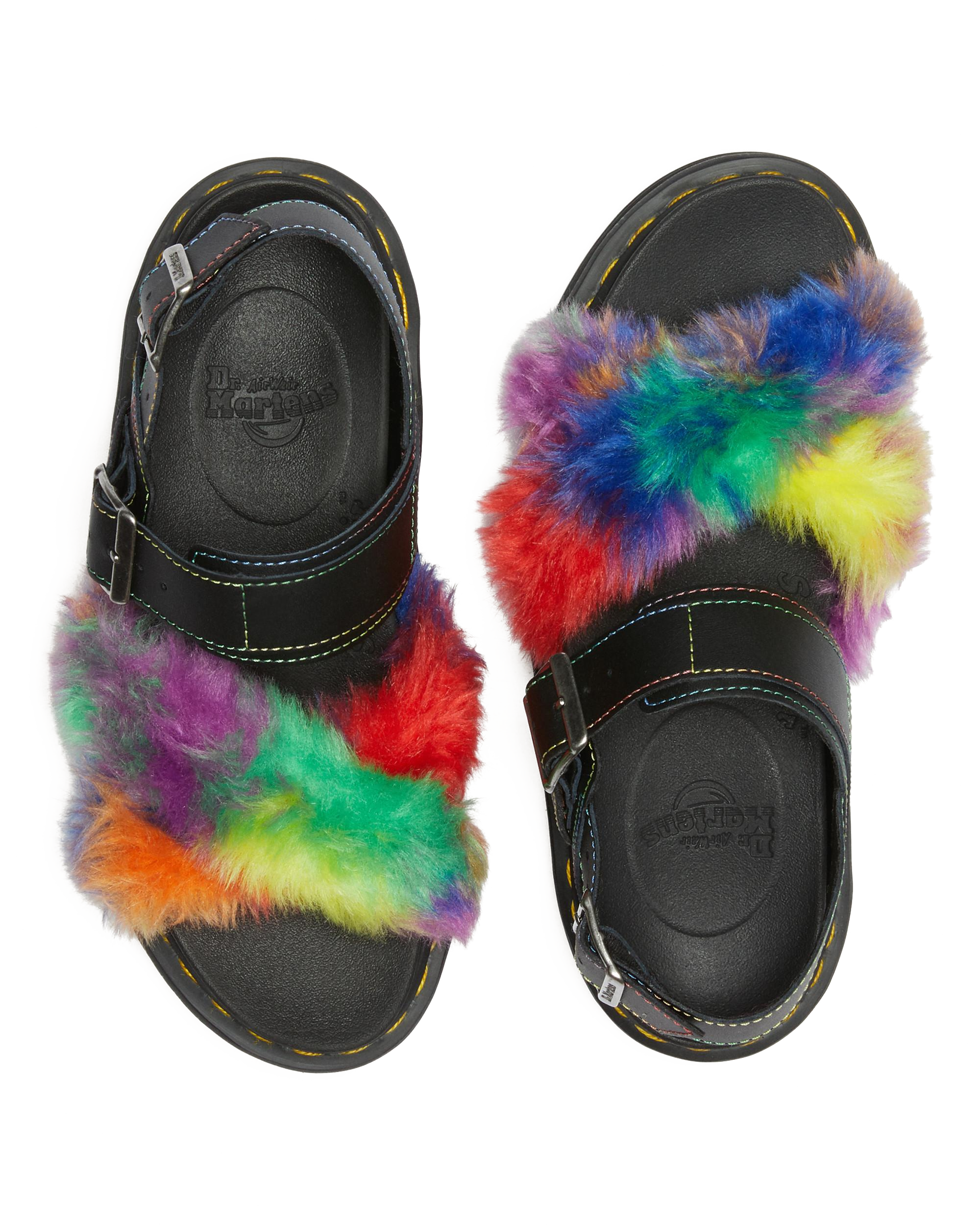 Voss II Fluffy Imitatiebont Sandalen met Leren Band