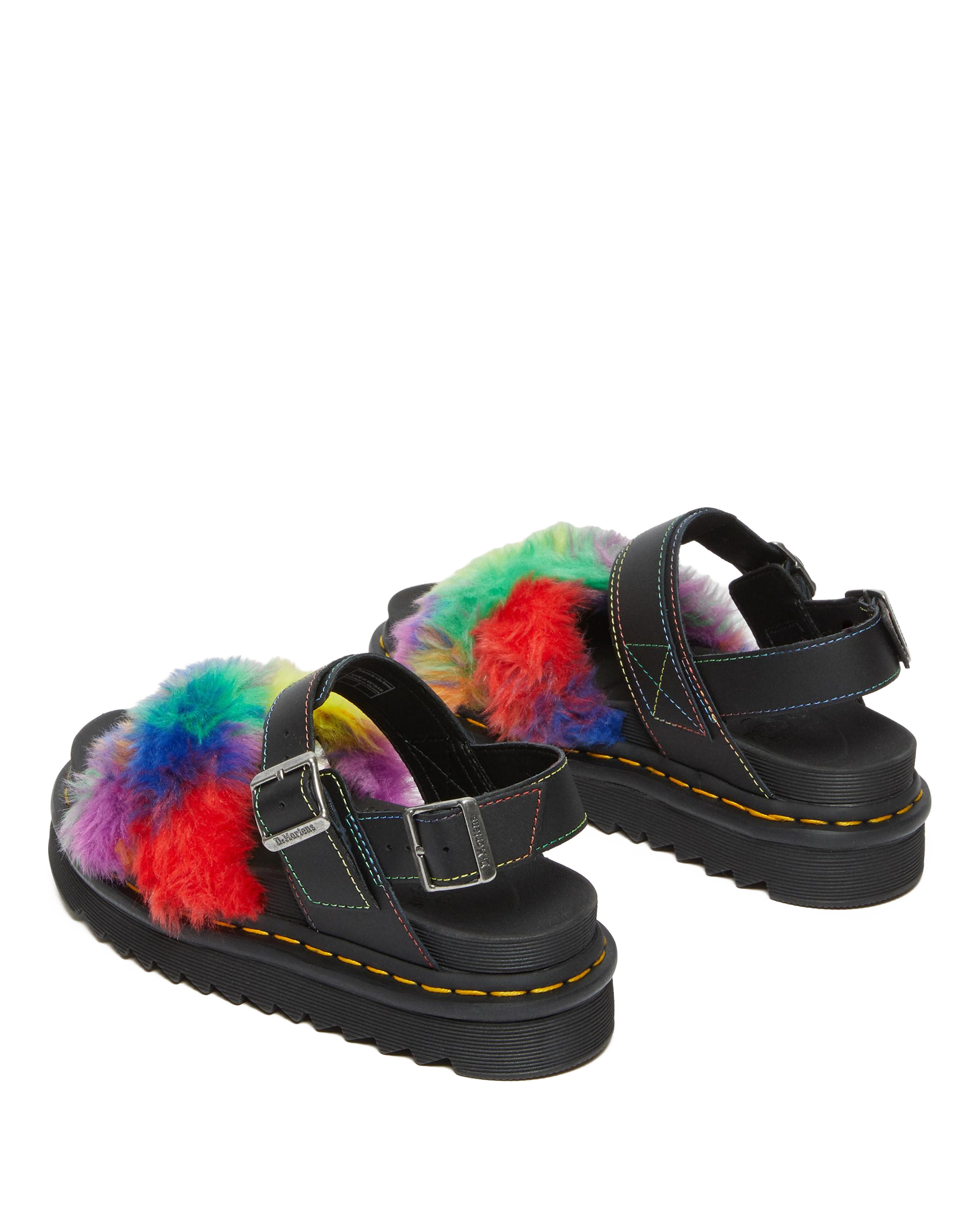 Voss II Fluffy Imitatiebont Sandalen met Leren Band