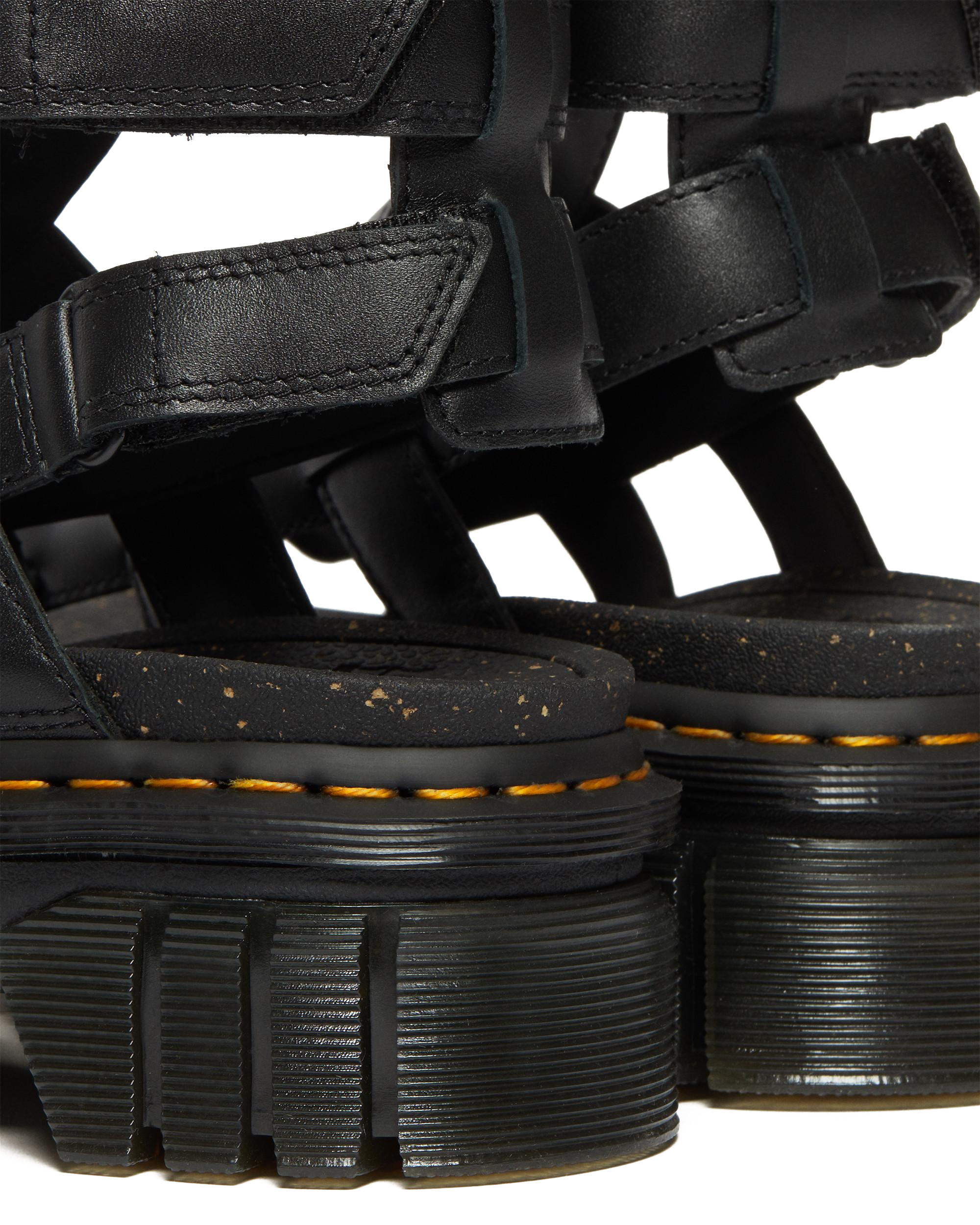 Ricki Nappa Lux Leather Platform Gladiator Sandals in Black | Dr