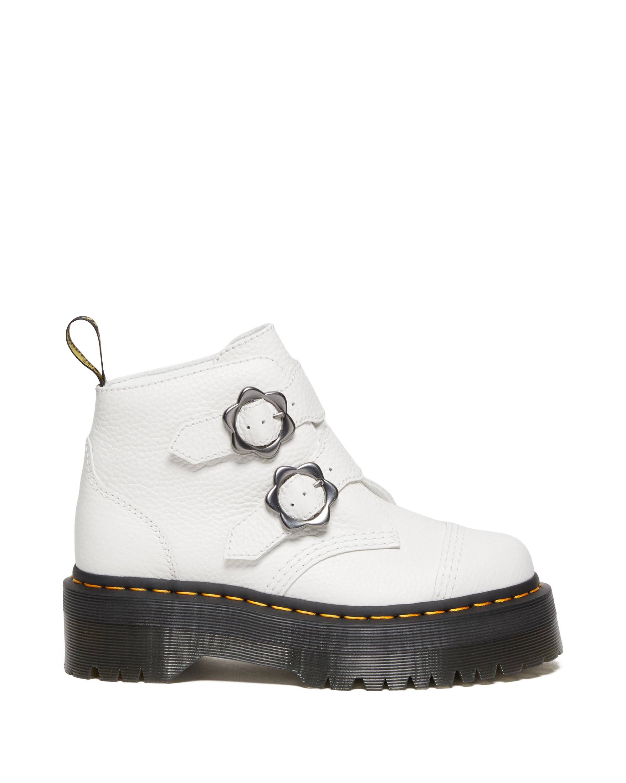 Devon Flower Buckle Leather Platform Boots