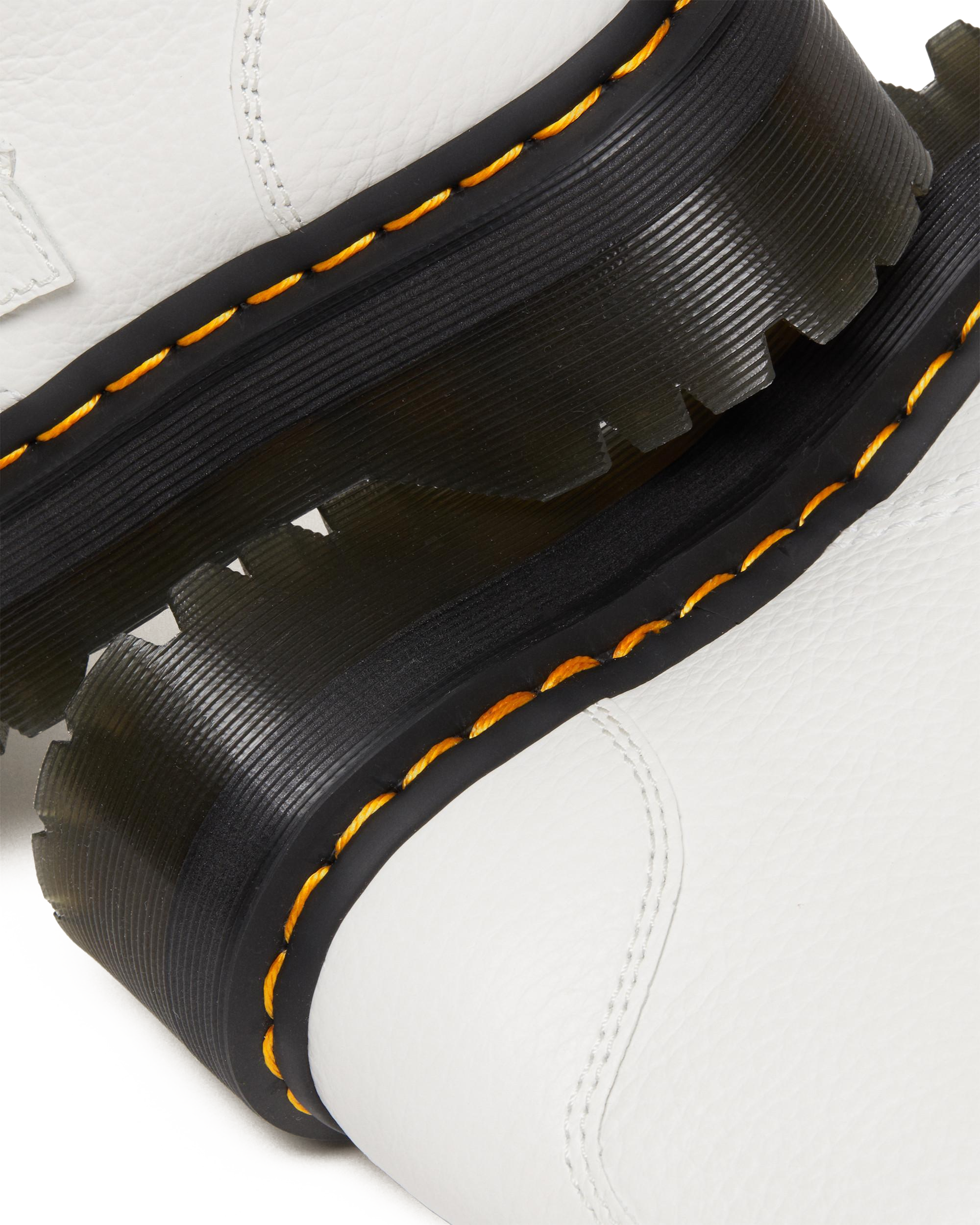 Devon Flower Buckle Milled Nappa Leather Platform Boots in White