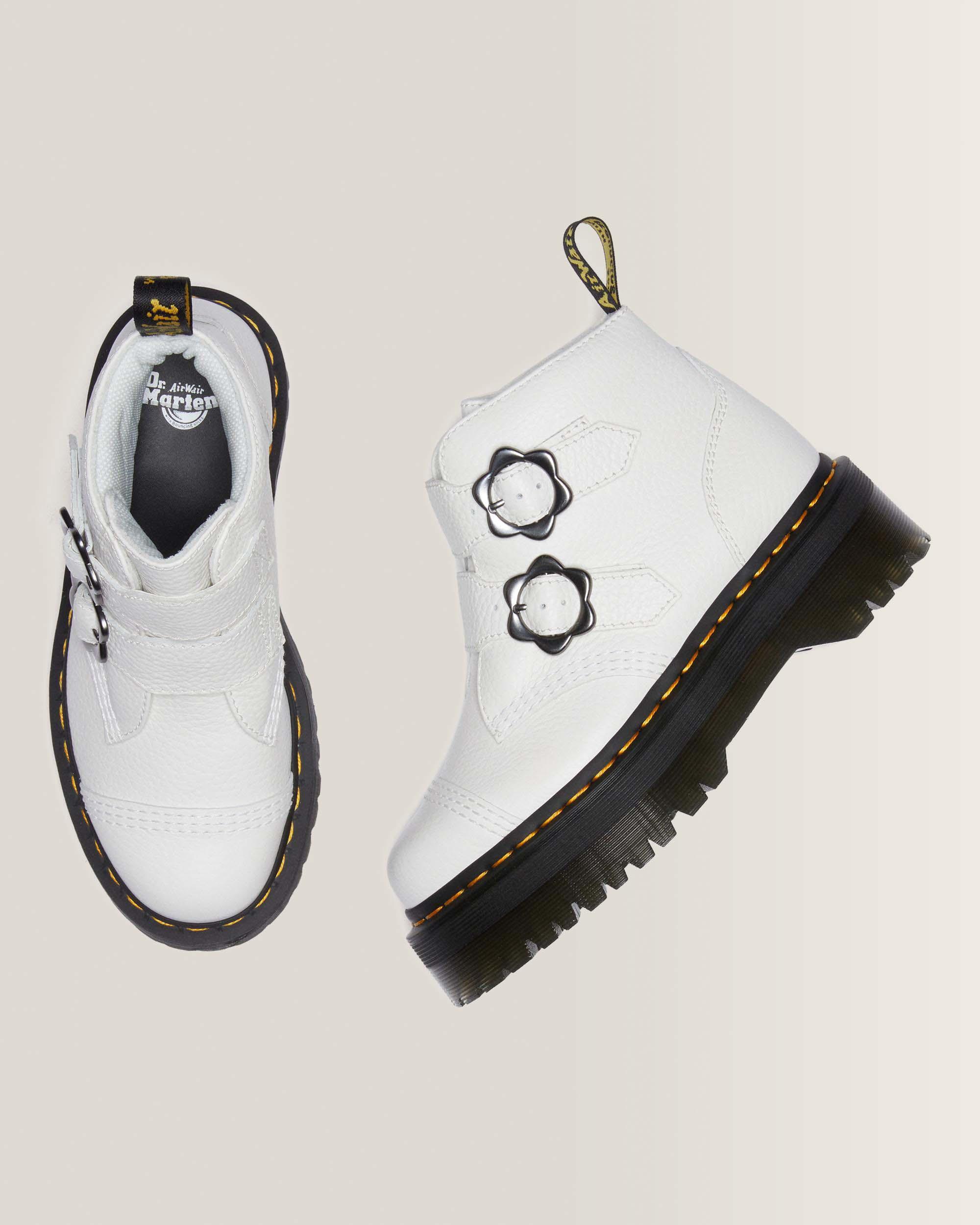 Devon Flower Buckle Leather Platform Boots