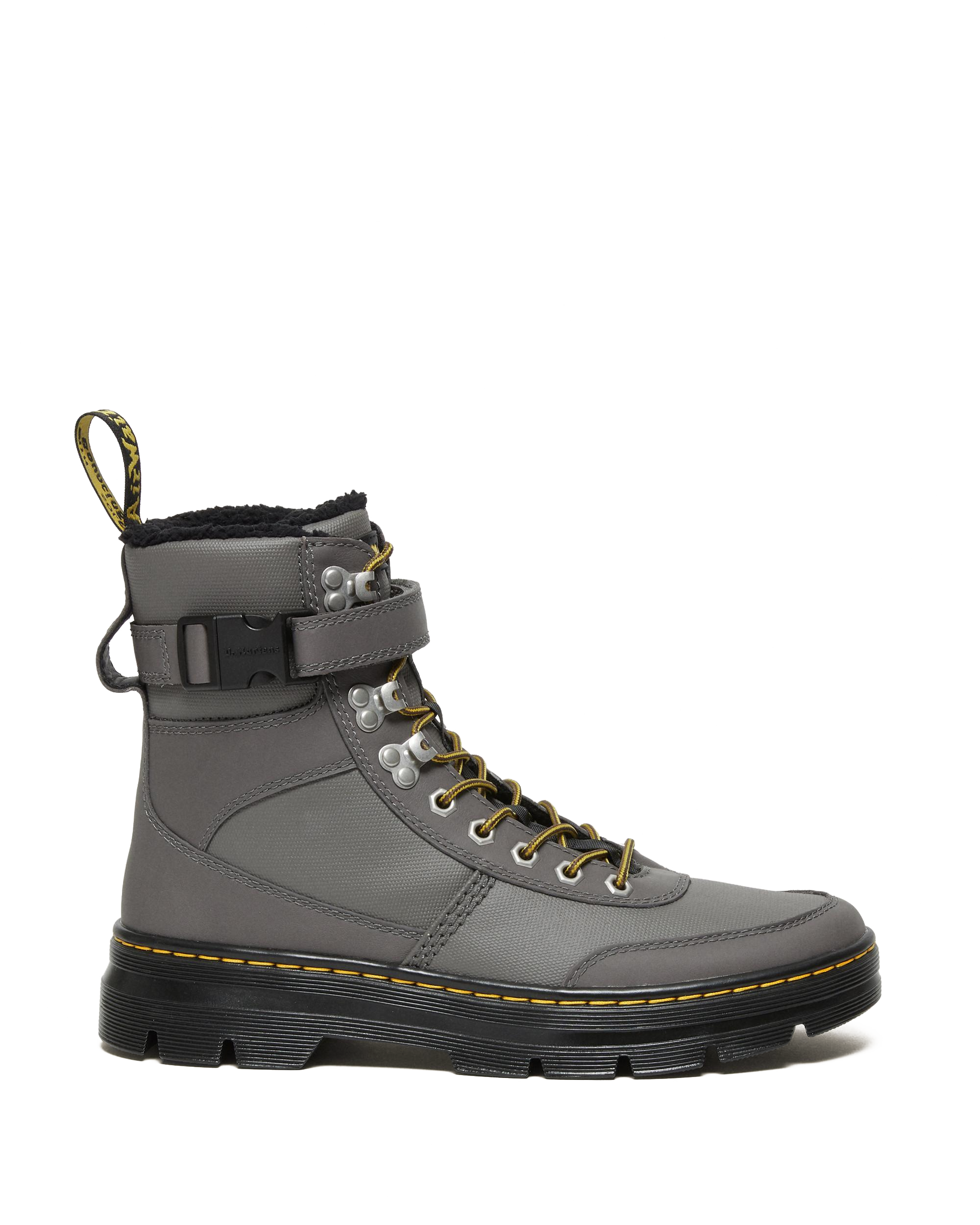Combs Tech Faux Fur-Lined Utility Boots in Gunmetal | Dr. Martens™