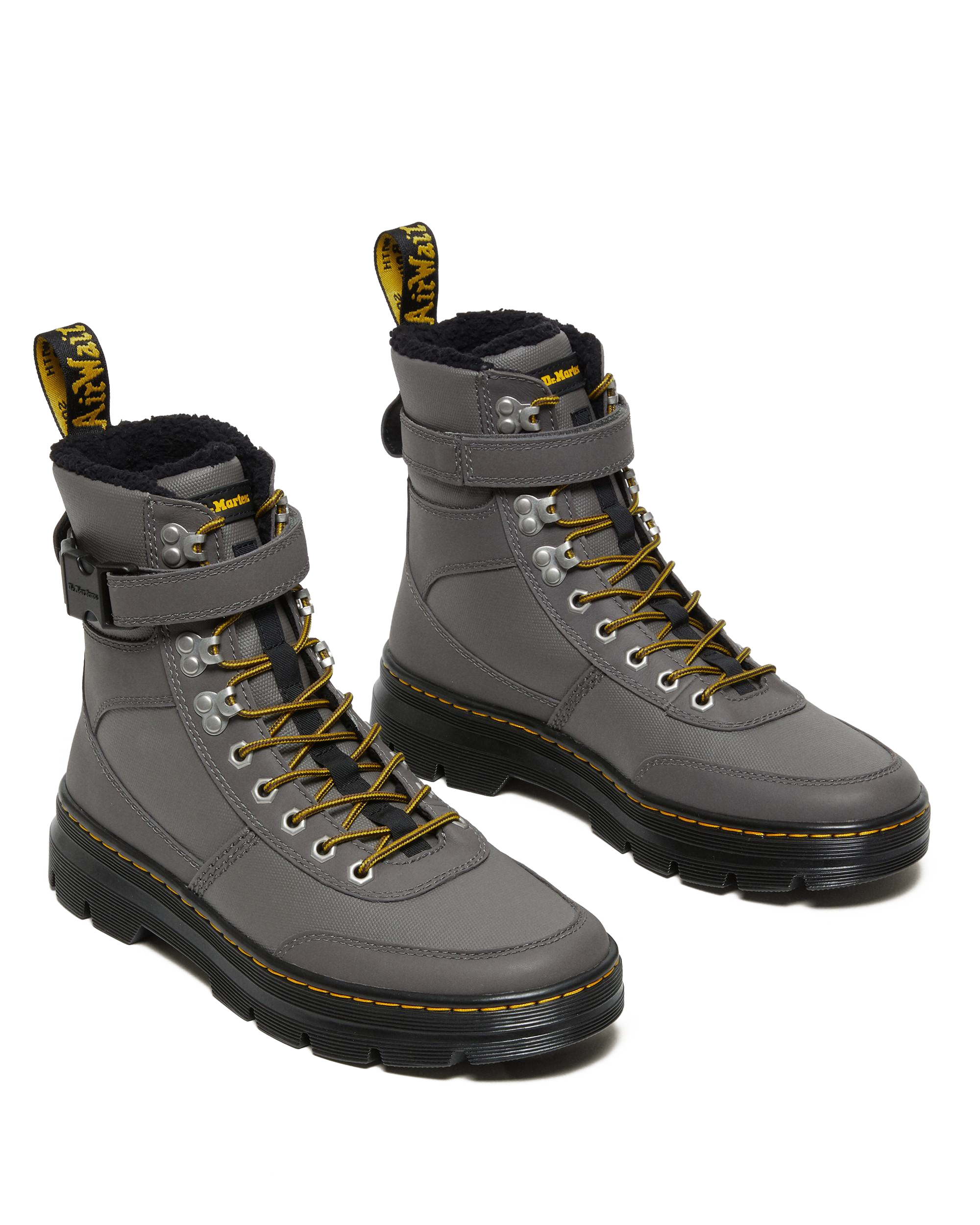 Combs Tech Faux Fur-Lined Utility Boots in Gunmetal | Dr. Martens™