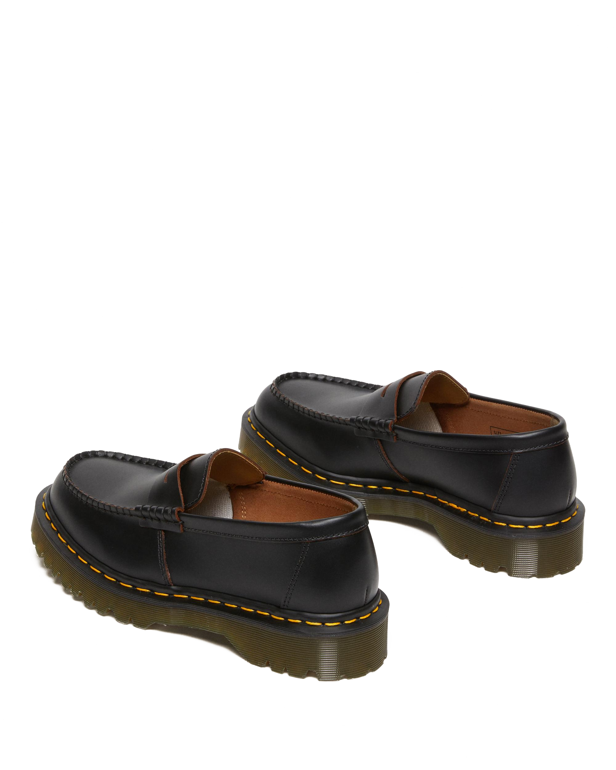 Penton Bex Yellow Stitch Quilon Leather Loafers in Black | Dr