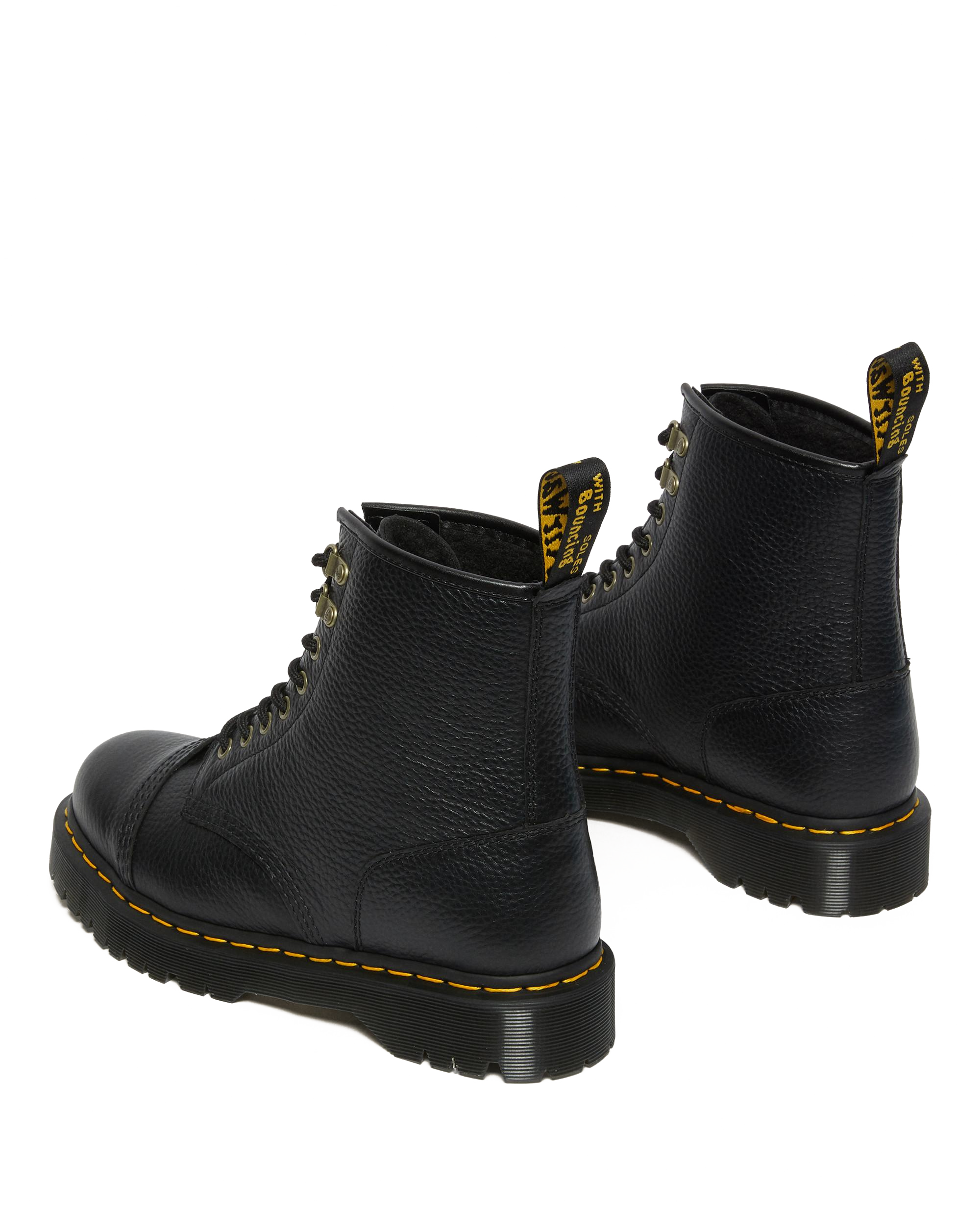 1460 Bex Faux Fur-Lined Leather Lace Up Boots in Black Milled