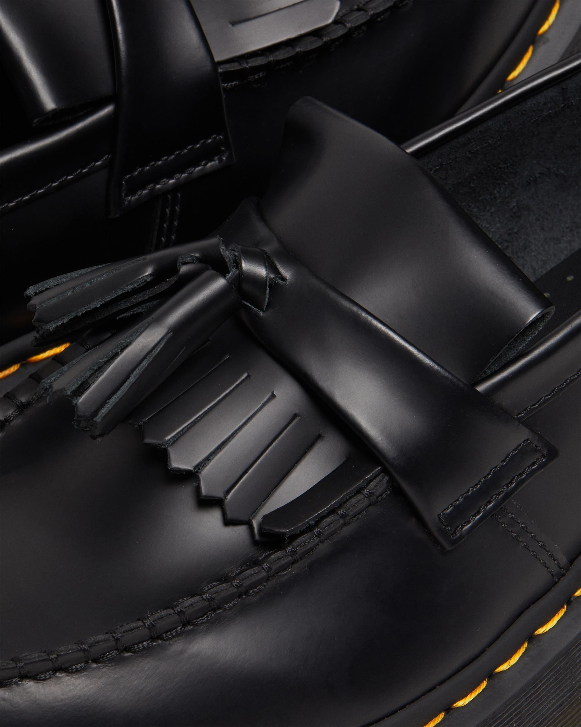 Adrian Quad Leather Platform Tassle Loafers in Black | Dr. Martens™