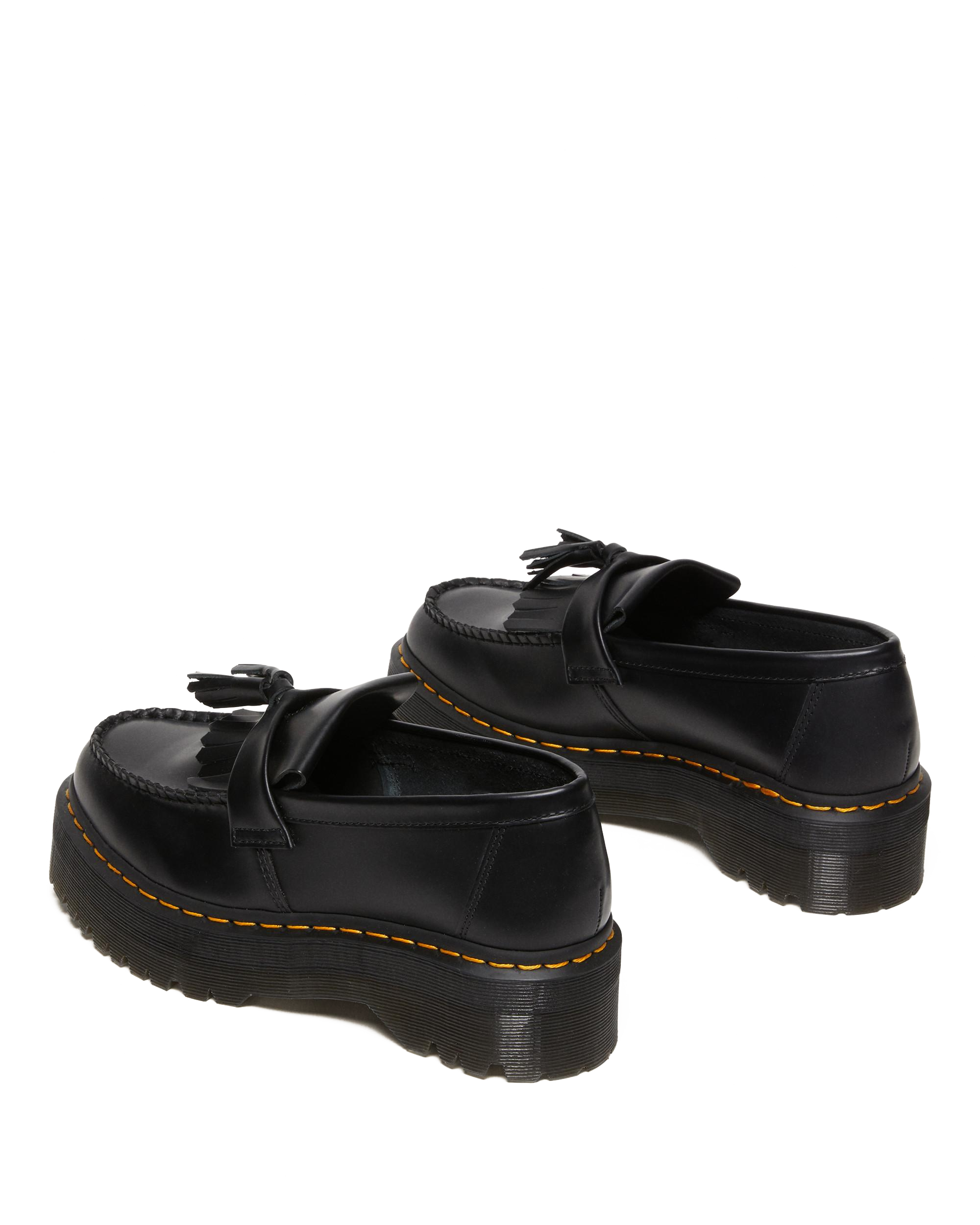 Adrian Quad Leather Platform Tassle Loafers in Black | Dr. Martens™