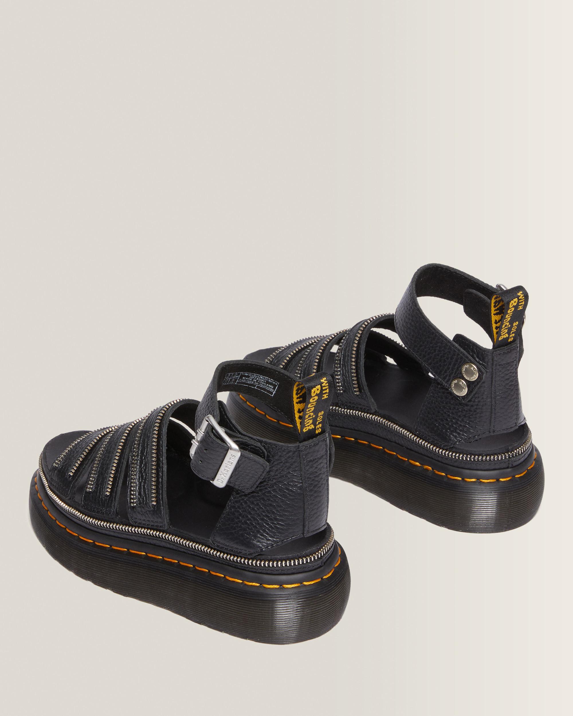 Clarissa Milled Nappa Platform Strap Sandals in Black | Dr. Martens™
