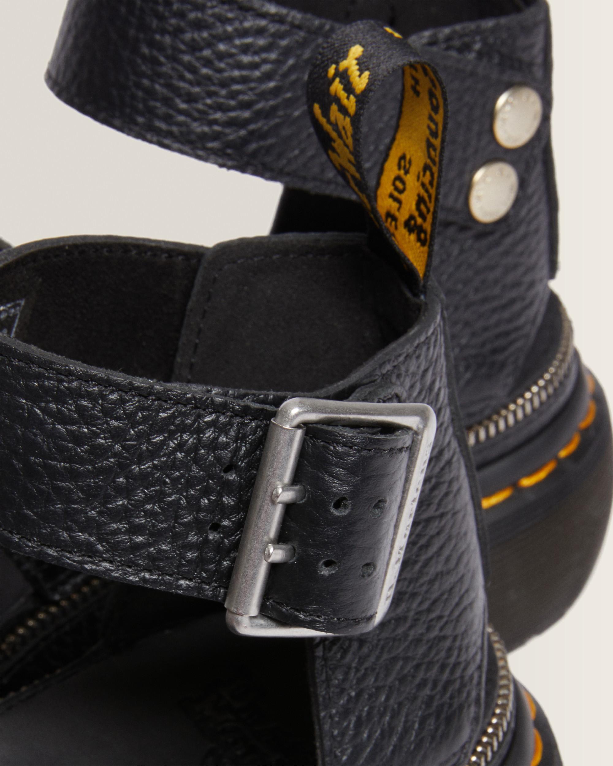 Clarissa Milled Nappa Platform Strap Sandals in Black | Dr. Martens™