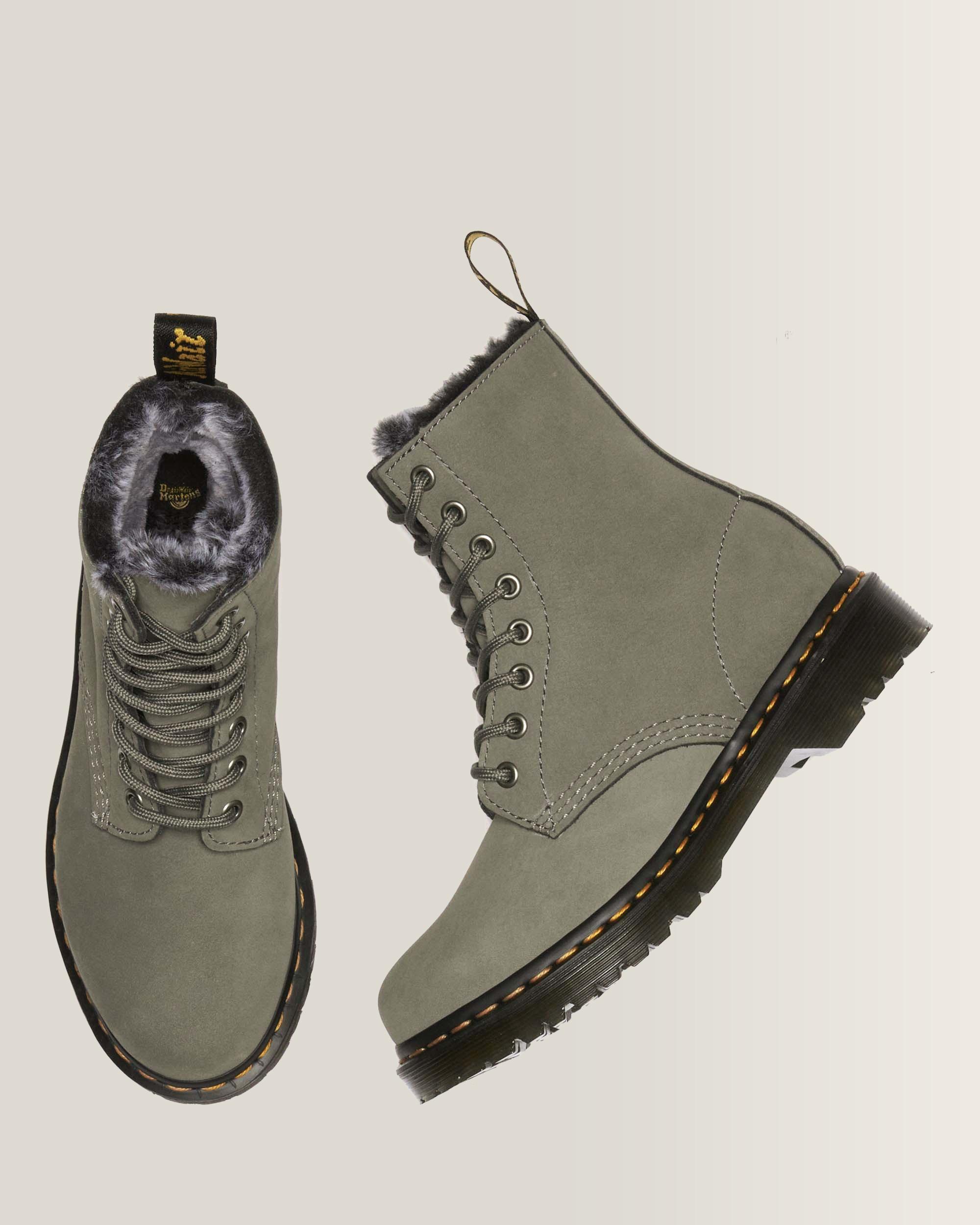 1460 Serena Faux Fur Lined Nubuck Lace Up Boots