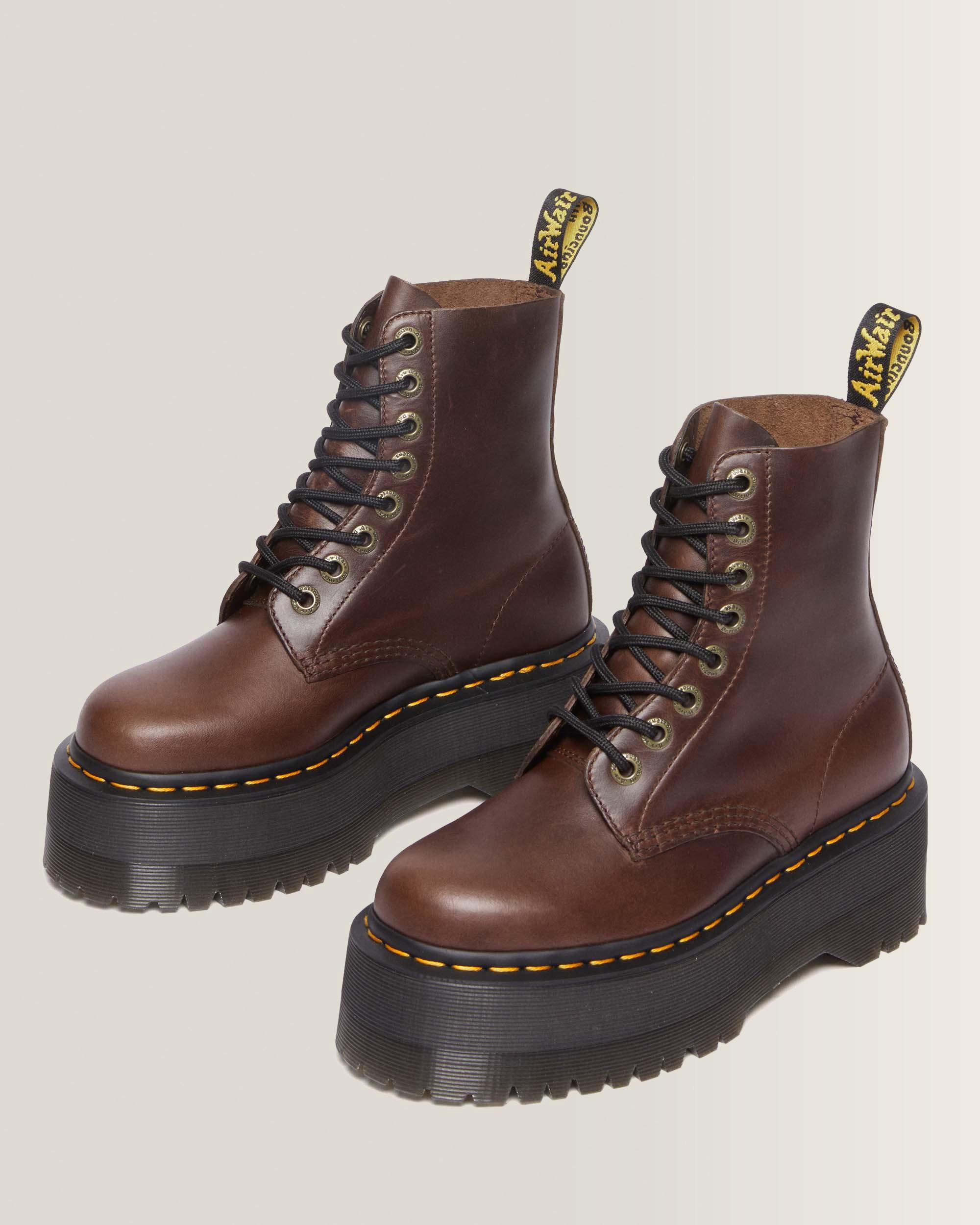 1460 Pascal Max Leather Platform Boots in Dark Brown | Dr. Martens™