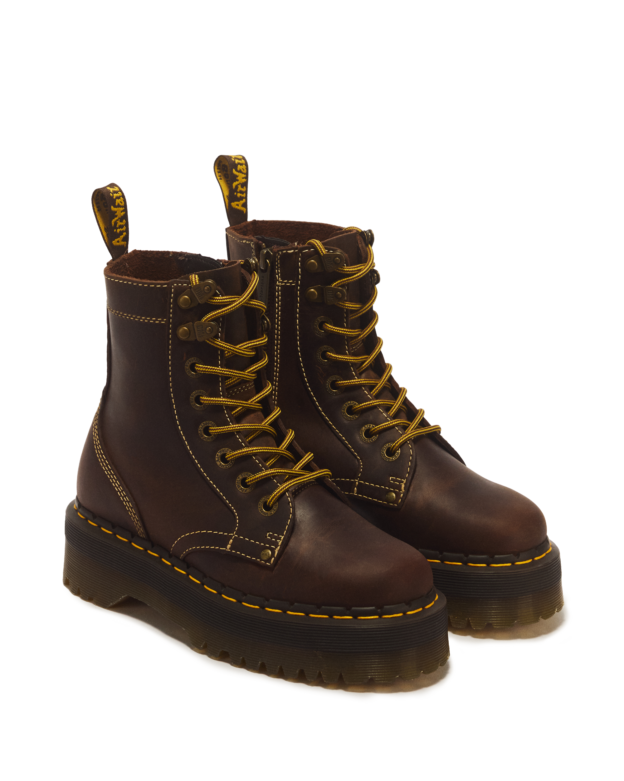 Jadon Boots Crazy Horse Leather Platforms in Brown | Dr. Martens™