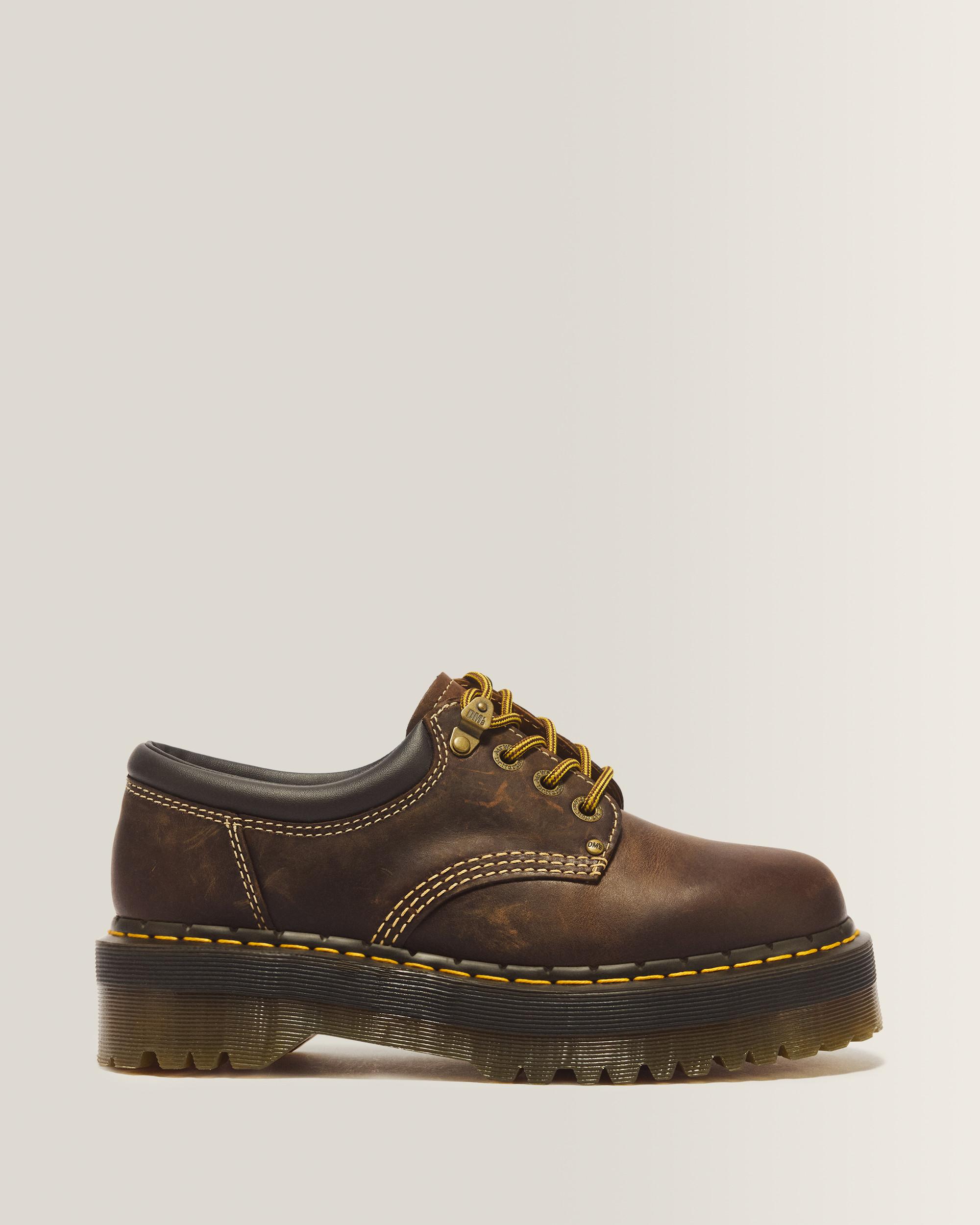 8053 Quad II Crazy Horse Leather Platform Shoes in Dark Brown | Dr