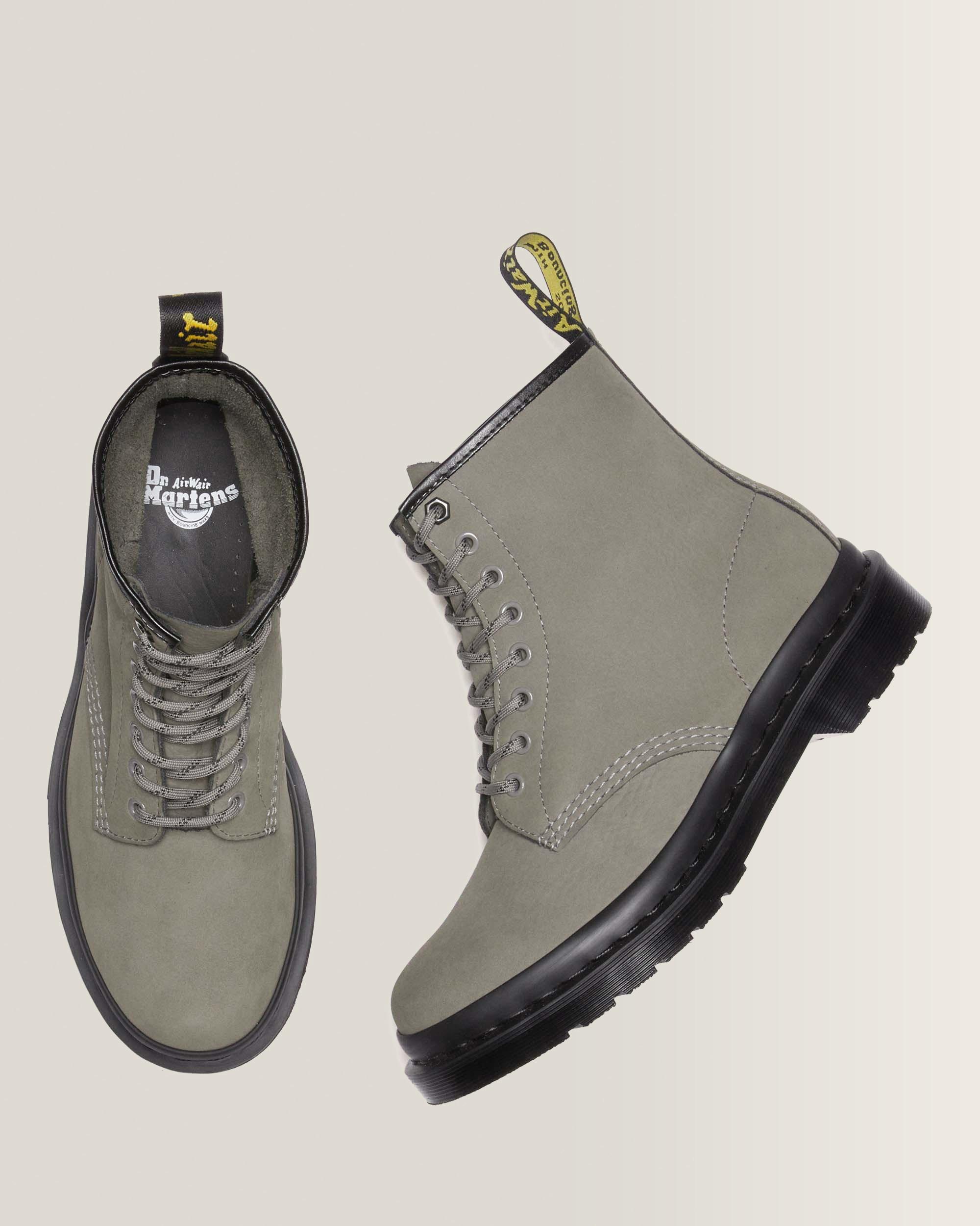 1460 Milled Nubuck Leather Lace Up Boots in Nickel Grey | Dr. Martens™