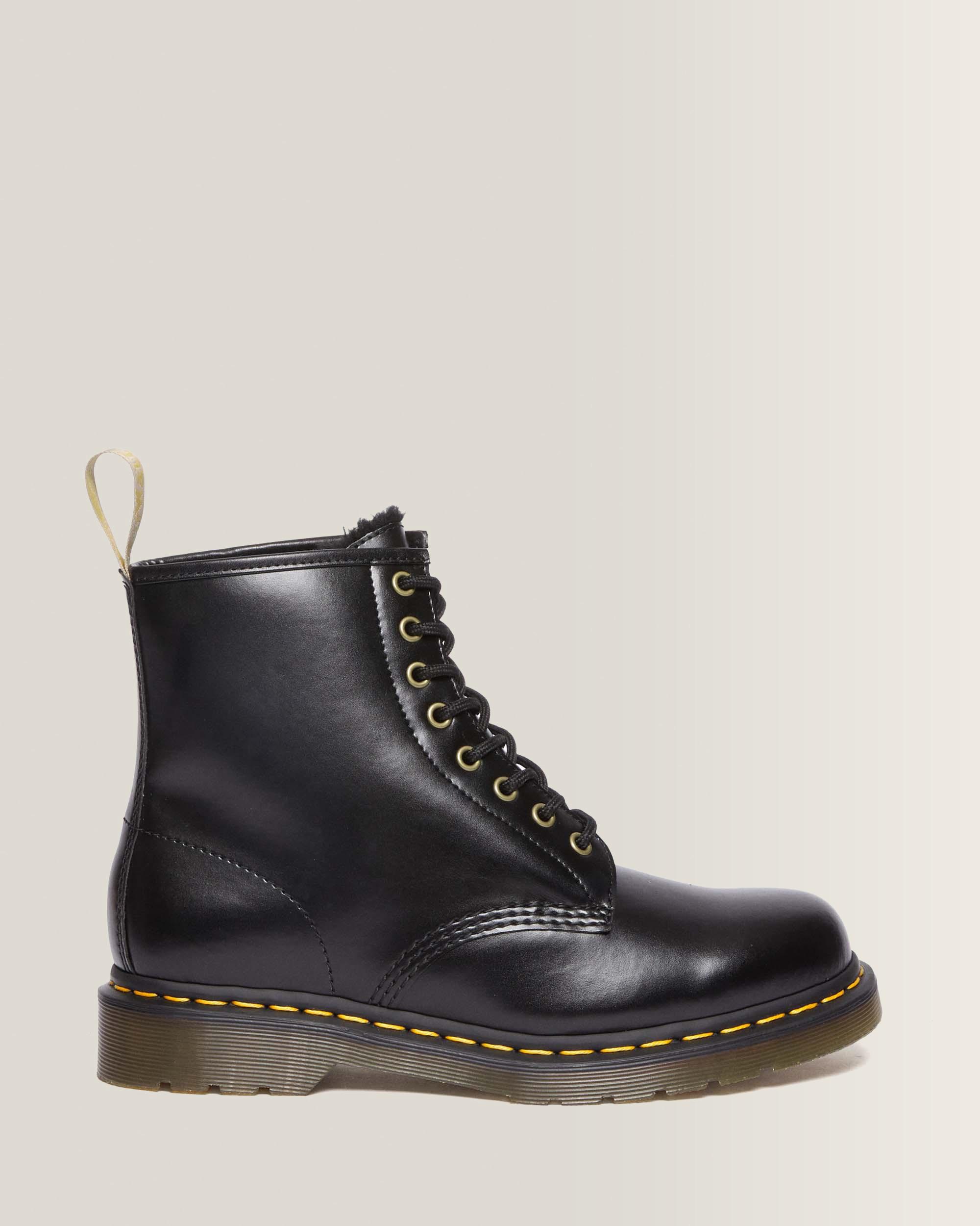 Vegan 1460 Borg Lined Lace Up Boots in Black | Dr. Martens™