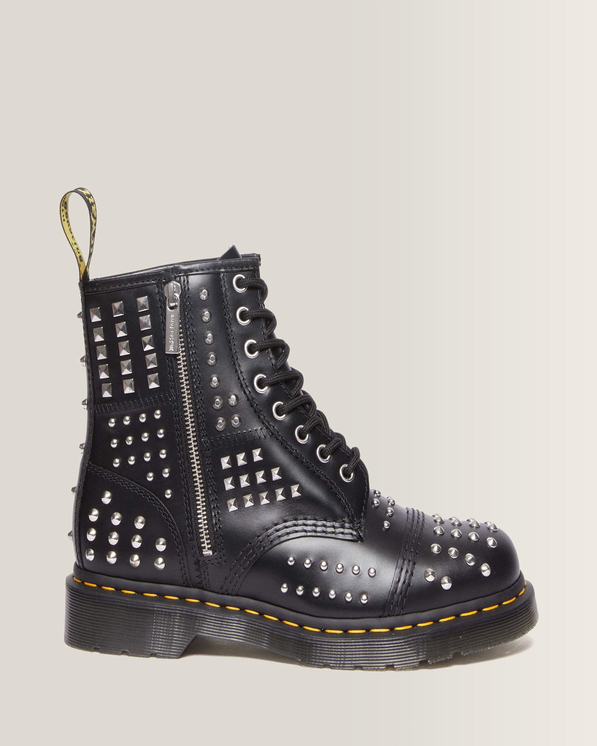 1460 Studded Zip Leather Boots in Black Atlas | Dr. Martens™