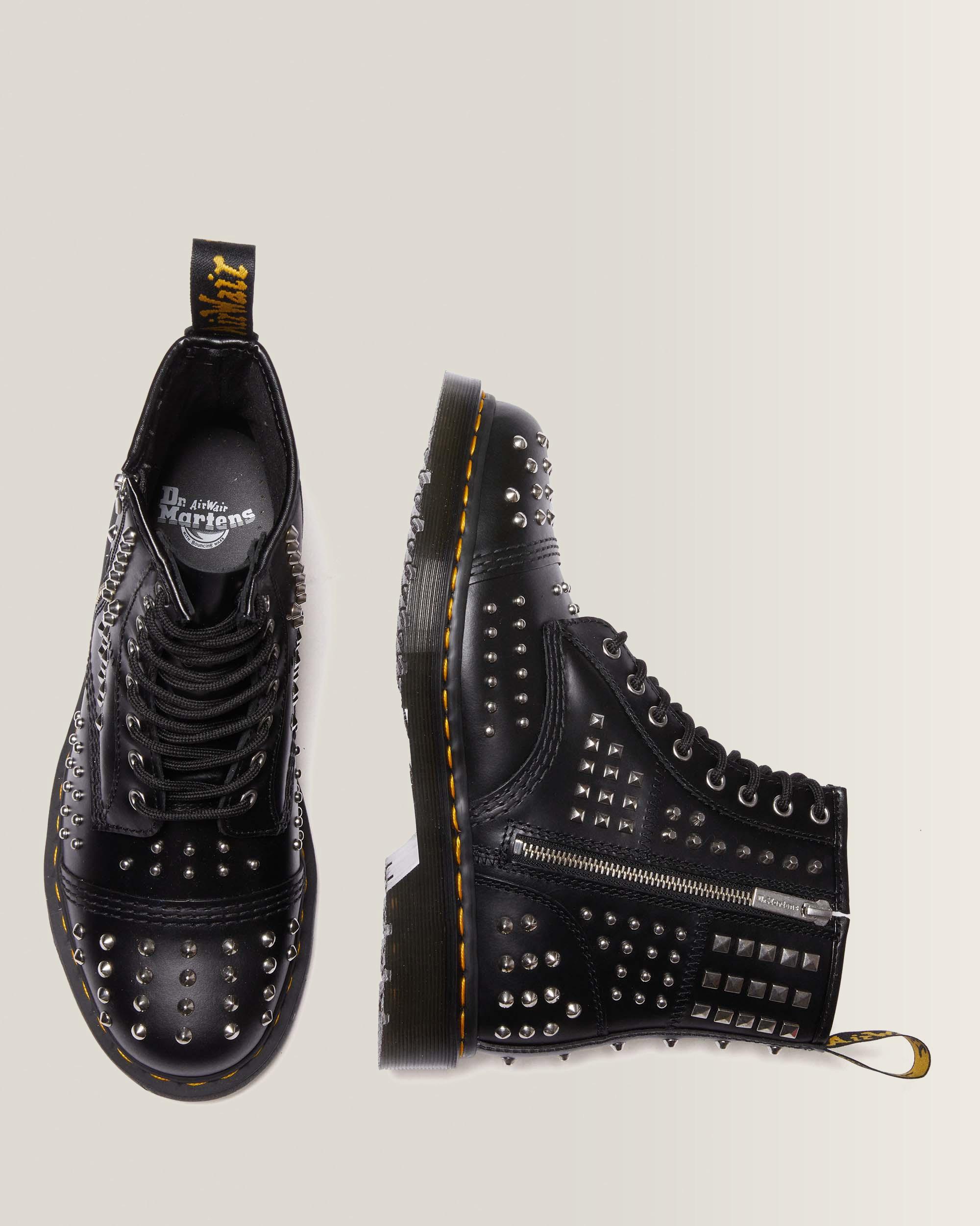 1460 Studded Zip Leather Boots in Black Atlas | Dr. Martens™