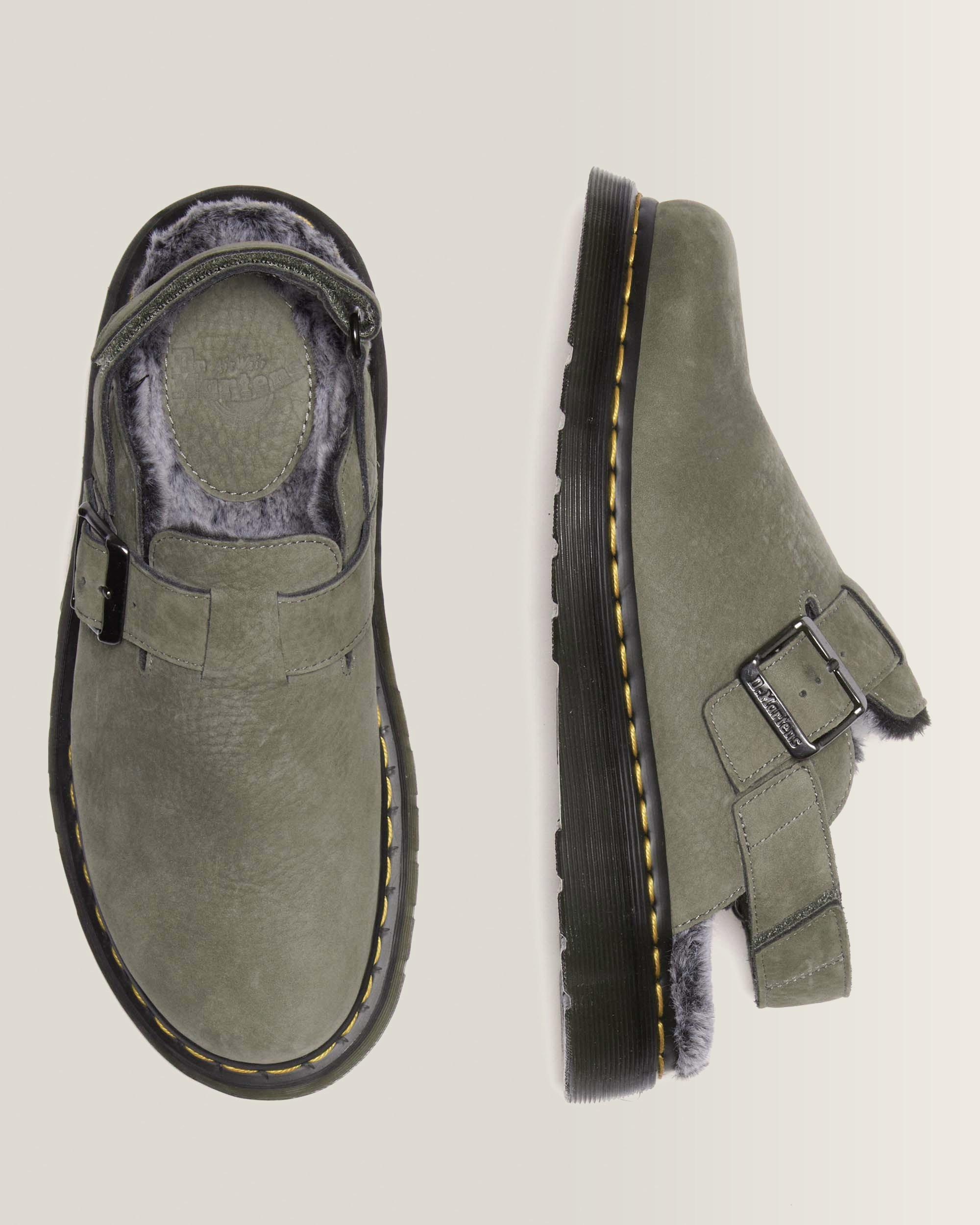 Jorge II Faux Fur Lined Mules in Nickel Grey | Dr. Martens™