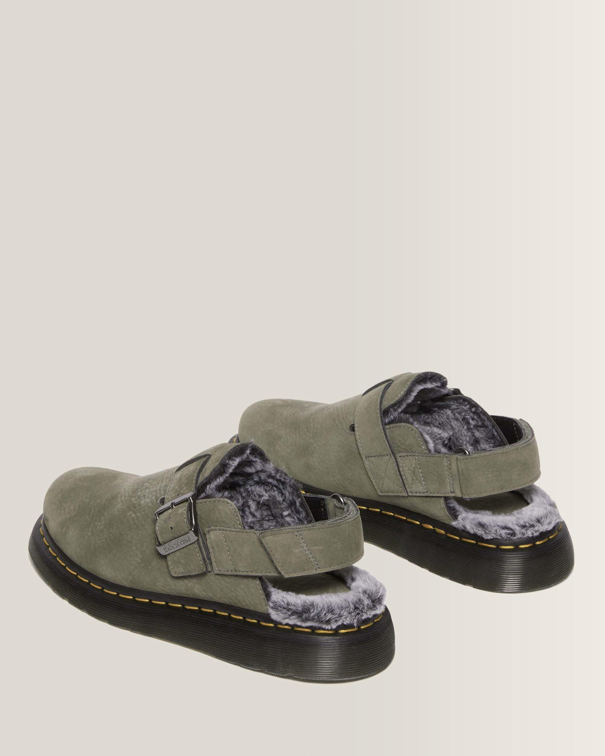 Jorge II Faux Fur Lined Mules in Nickel Grey | Dr. Martens™