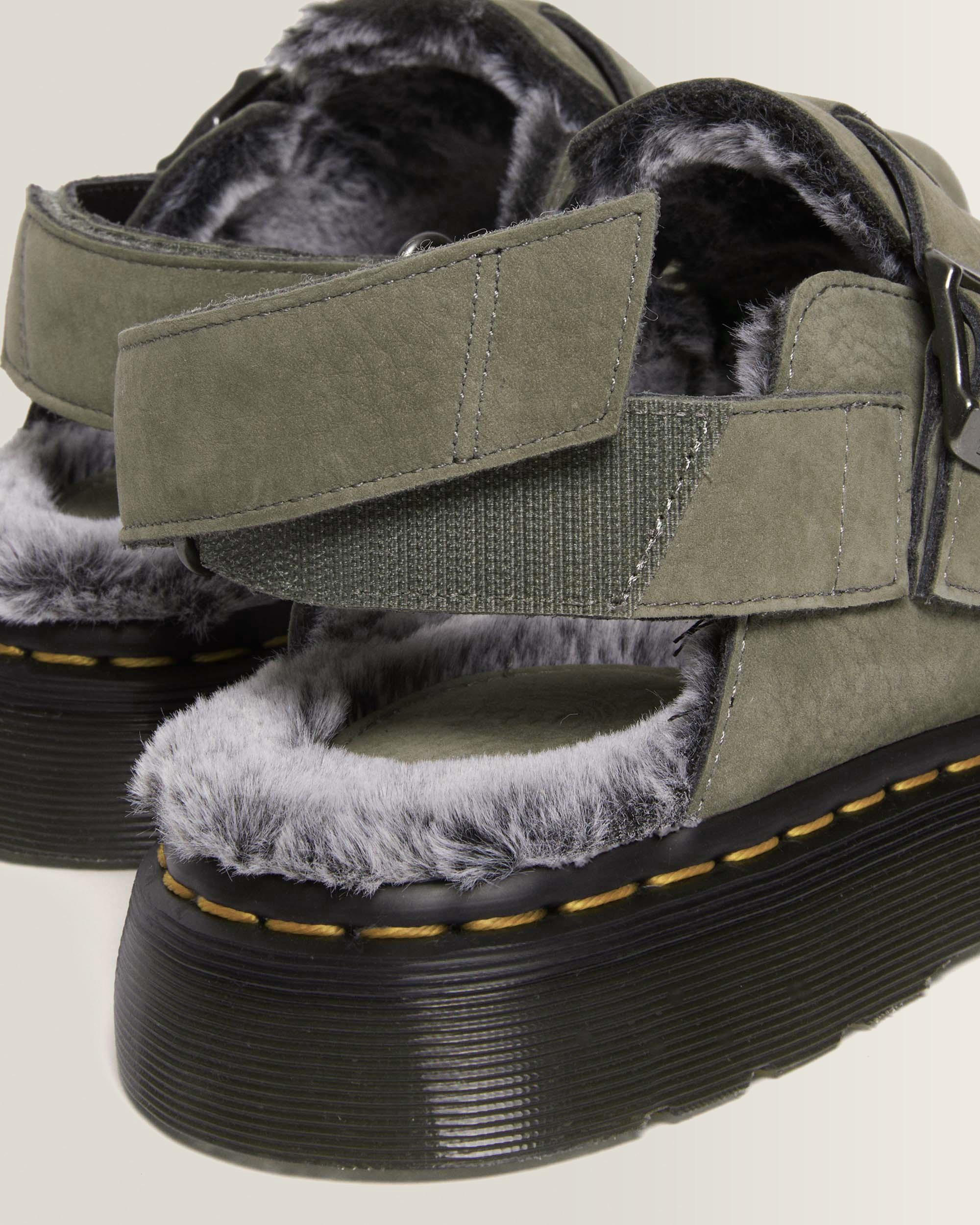 Jorge II Faux Fur Lined Mules in Nickel Grey | Dr. Martens™