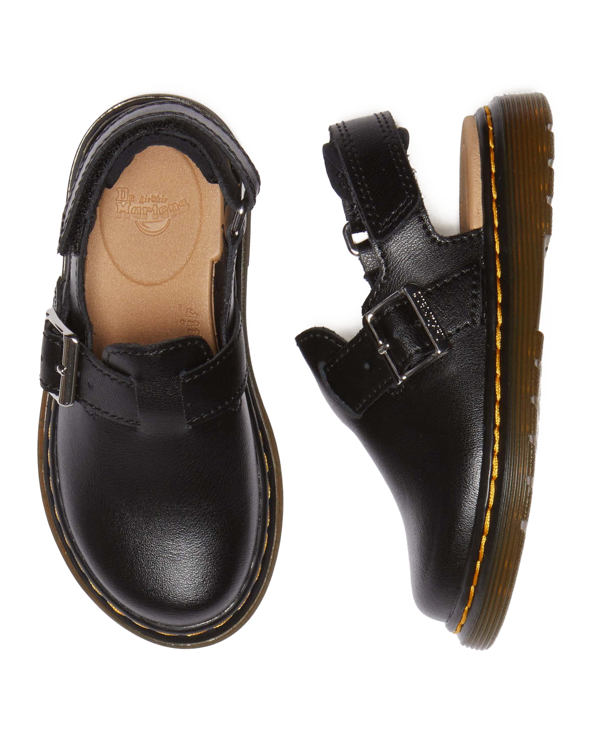 Сабо Dr. Martens Jorgie Leather Slingback Mules для малышей, цвет: Чёрный — фото 3