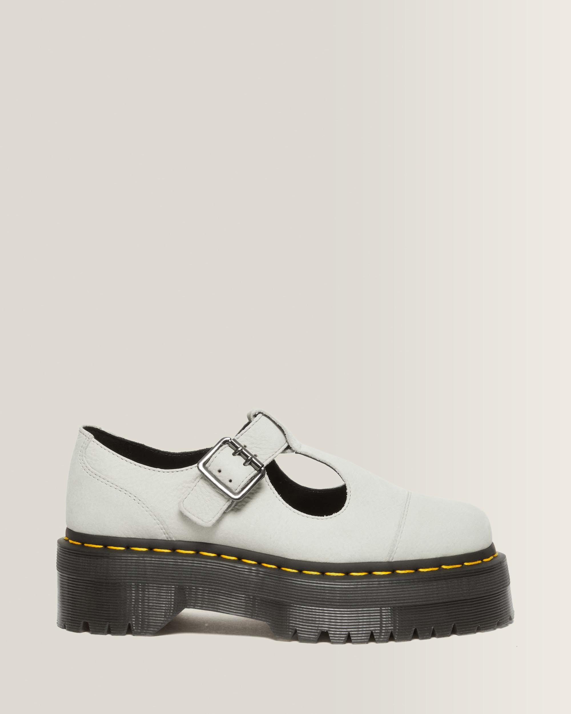 Bethan Tumbled Nubuck Leather Platform Mary Jane Shoes in Smoked