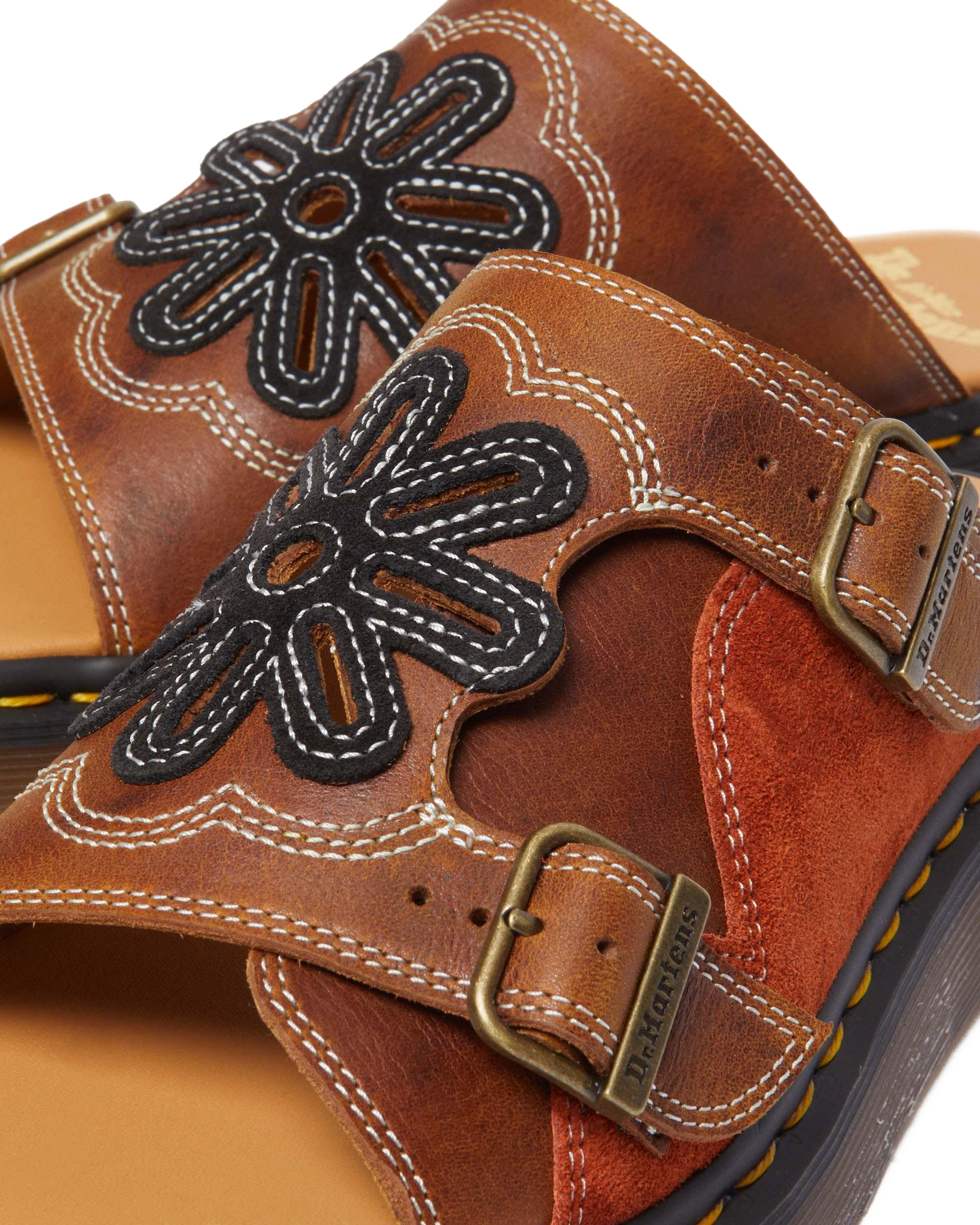 Dayne Made in England Leren & Suède Applique Slipper Sandalen
