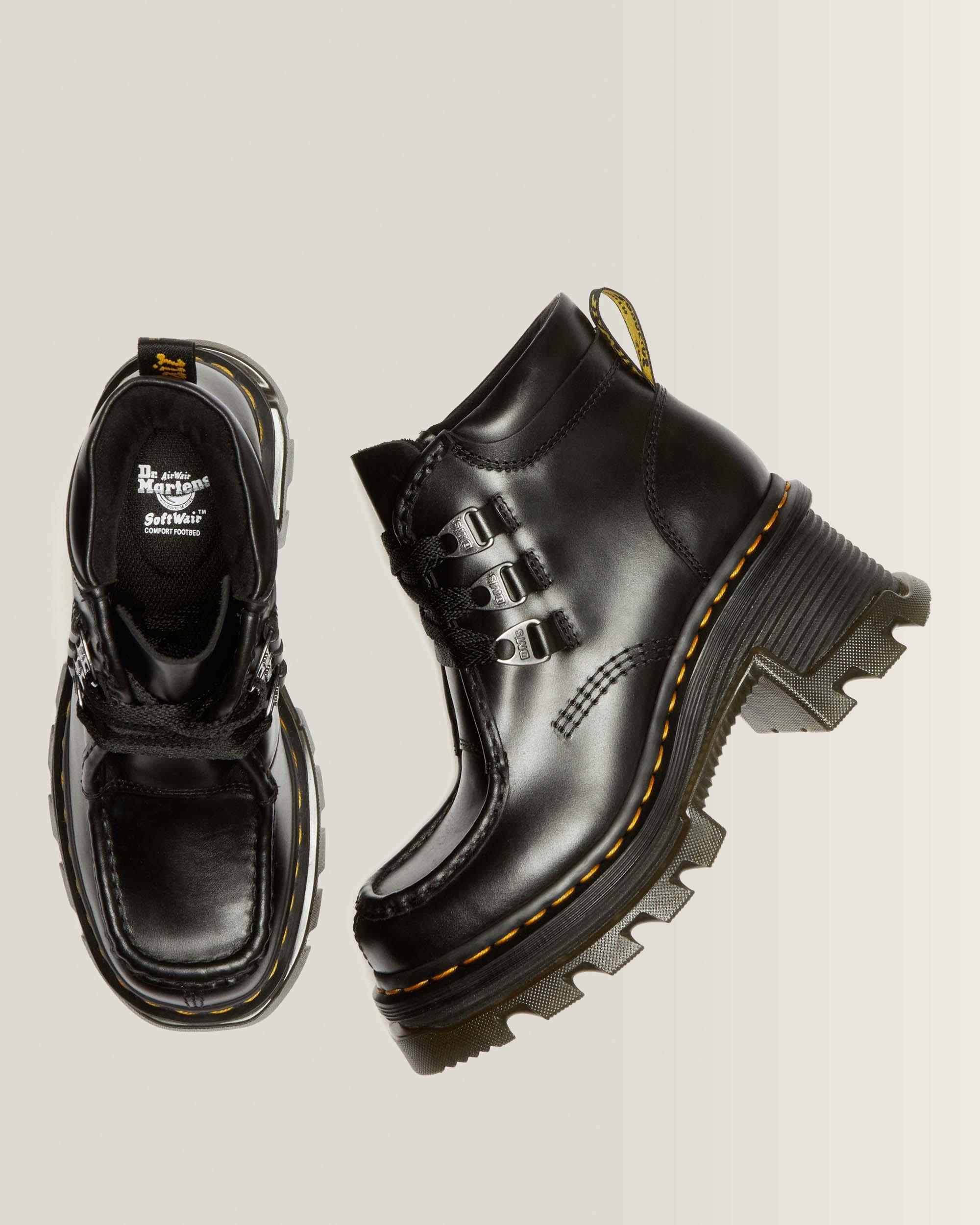 Corran 3-Eye Atlas Leather Heeled Boots in Black Atlas | Dr. Martens™