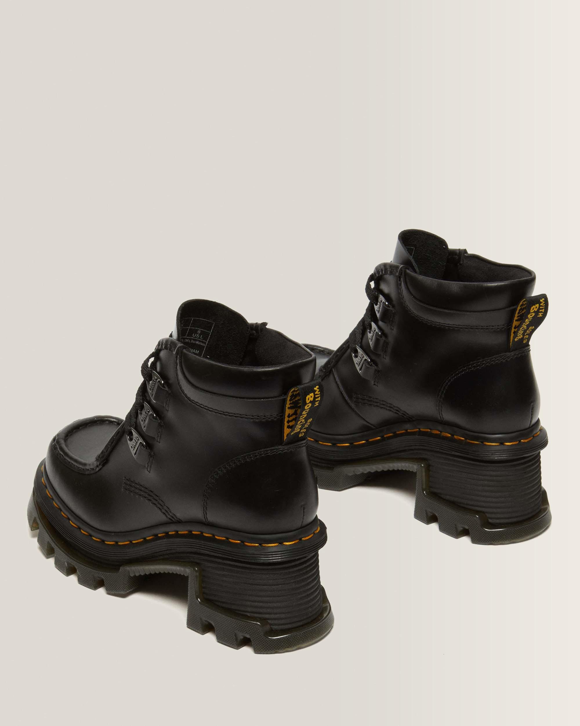 Corran 3-Eye Atlas Leather Heeled Boots in Black Atlas | Dr. Martens™