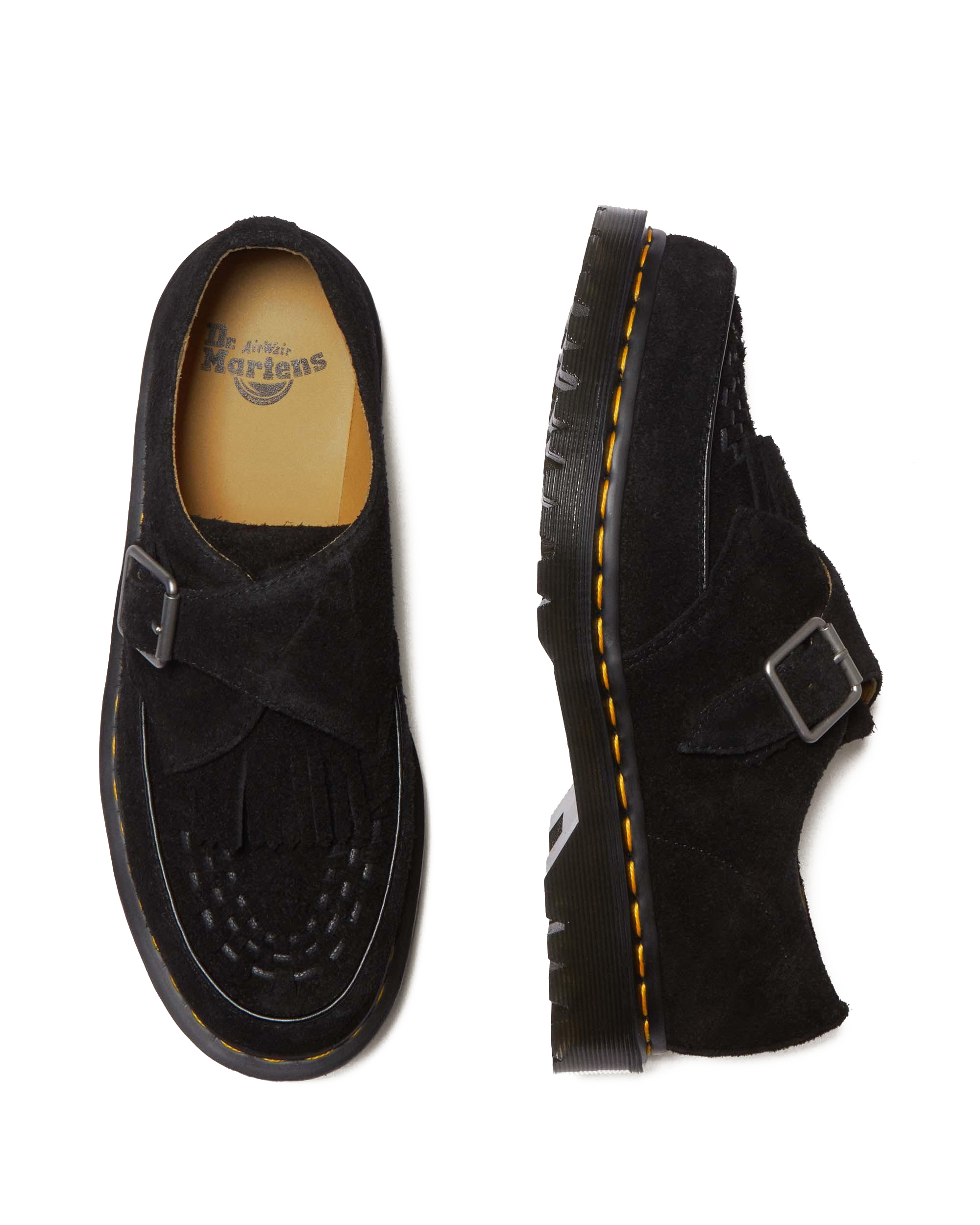 Ramsey Suede Kiltie Buckle Creepers in Black | Dr. Martens™