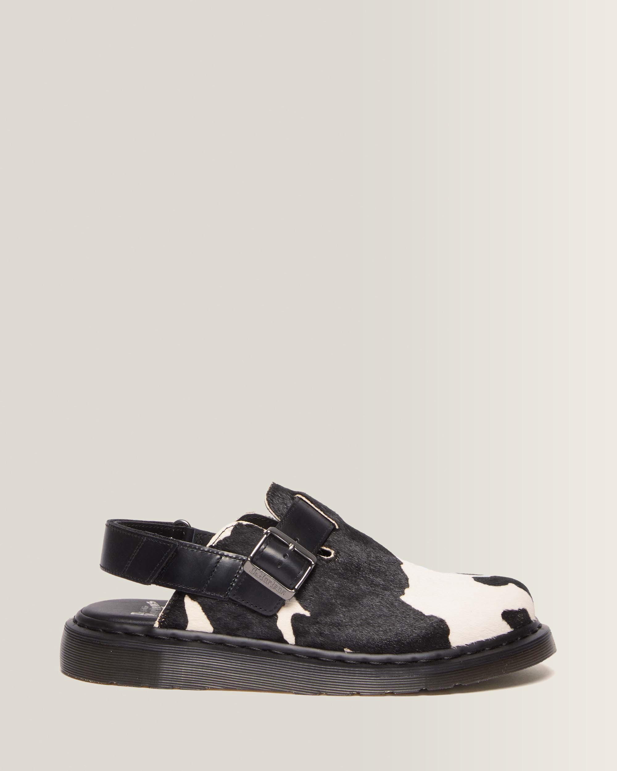 Jorge II Hair-on Slingback Mules in Black+white | Dr. Martens™