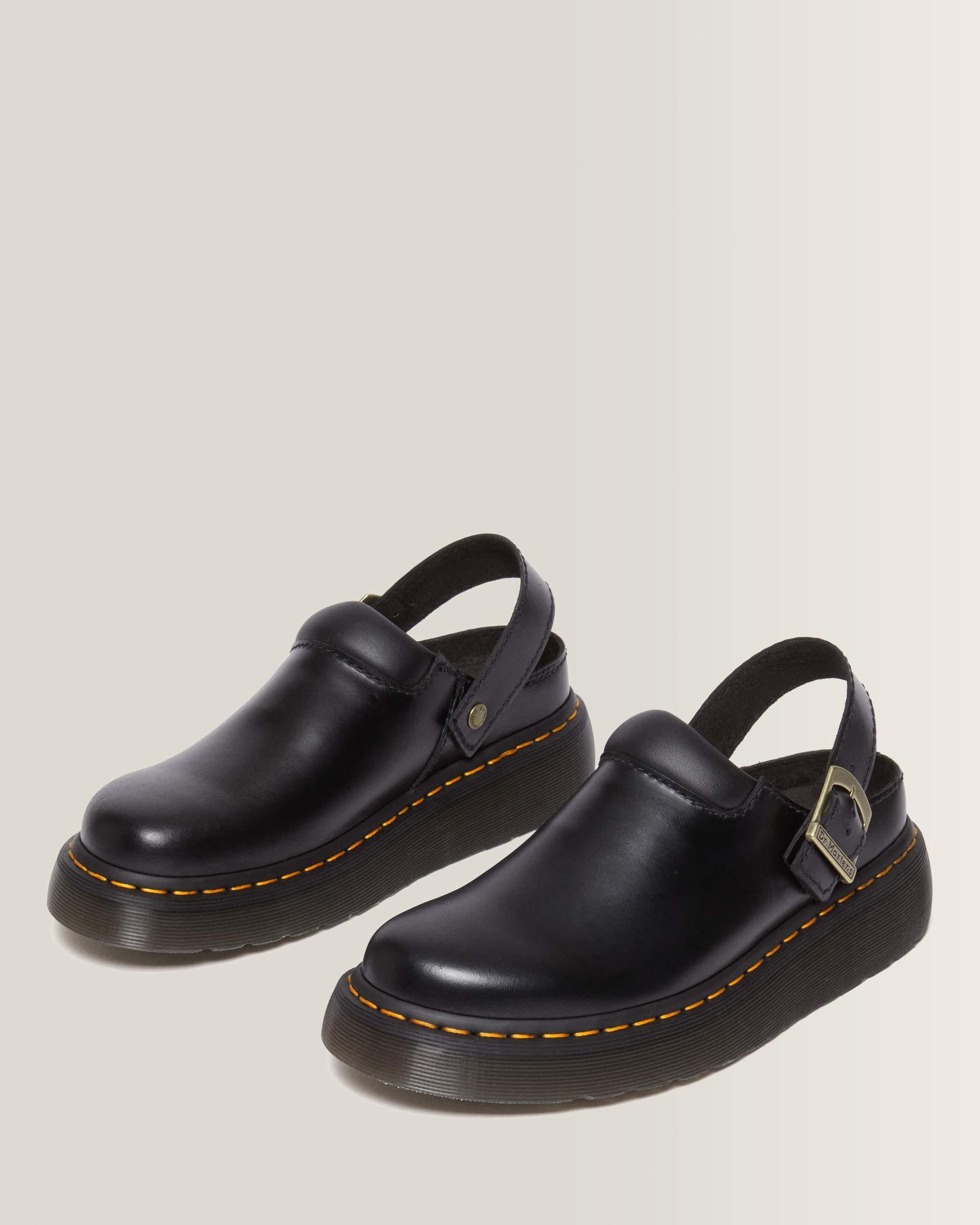 Laketen Leather Platform Mules in Black Atlas | Dr. Martens™