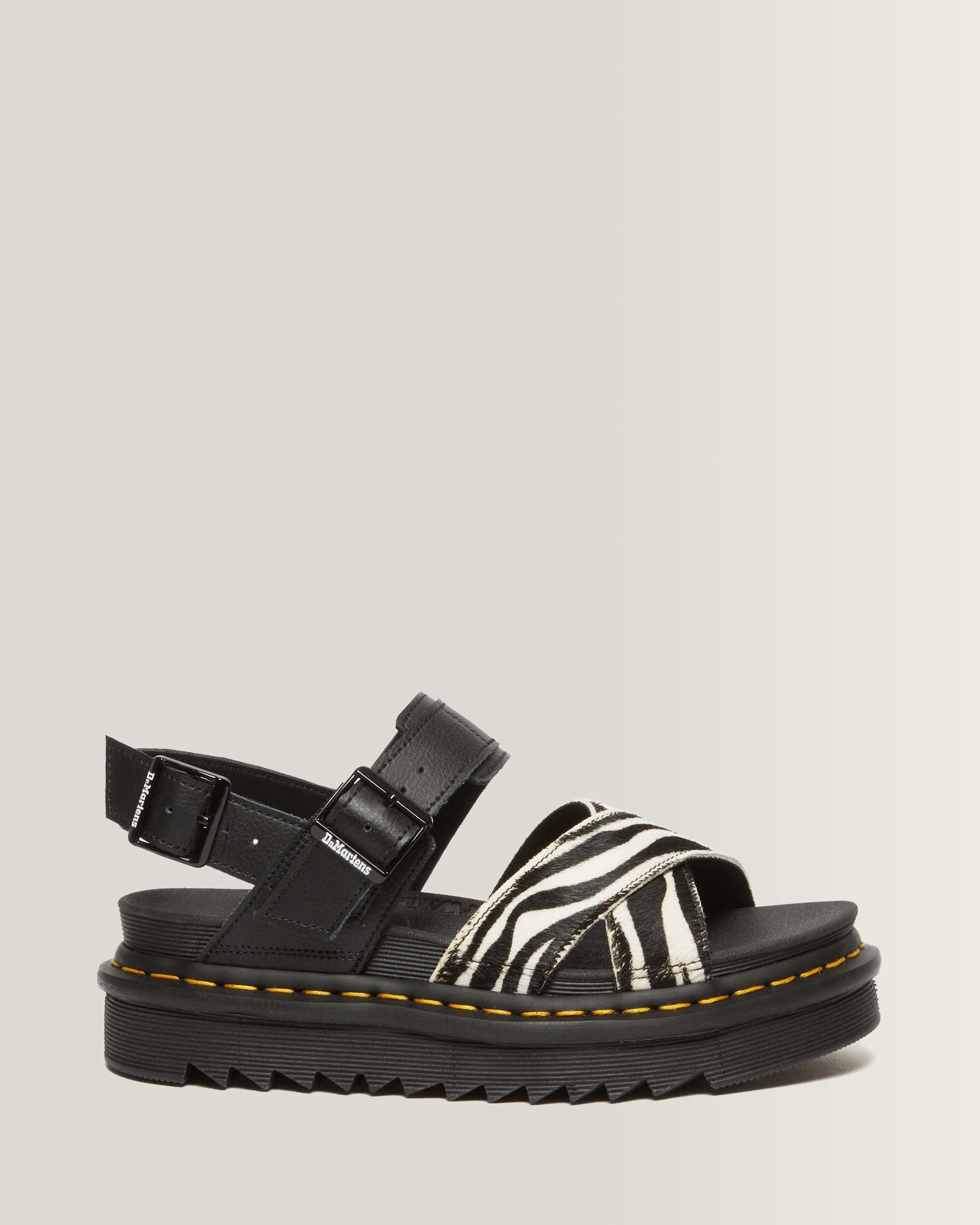Voss II Hair-On Zebra Print Sandals in Black+zebra Print | Dr
