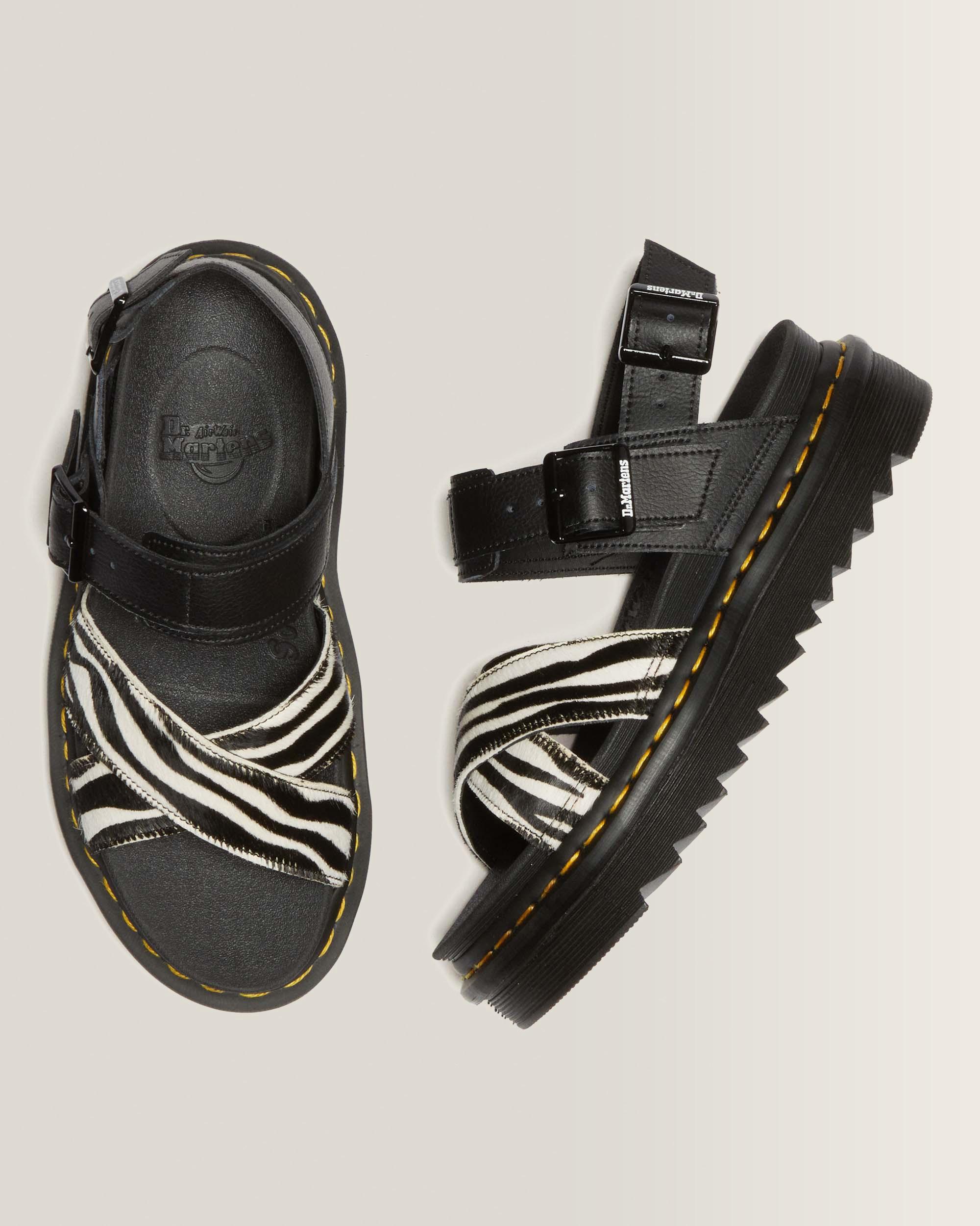 Voss II Hair-On Zebra Print Sandalen