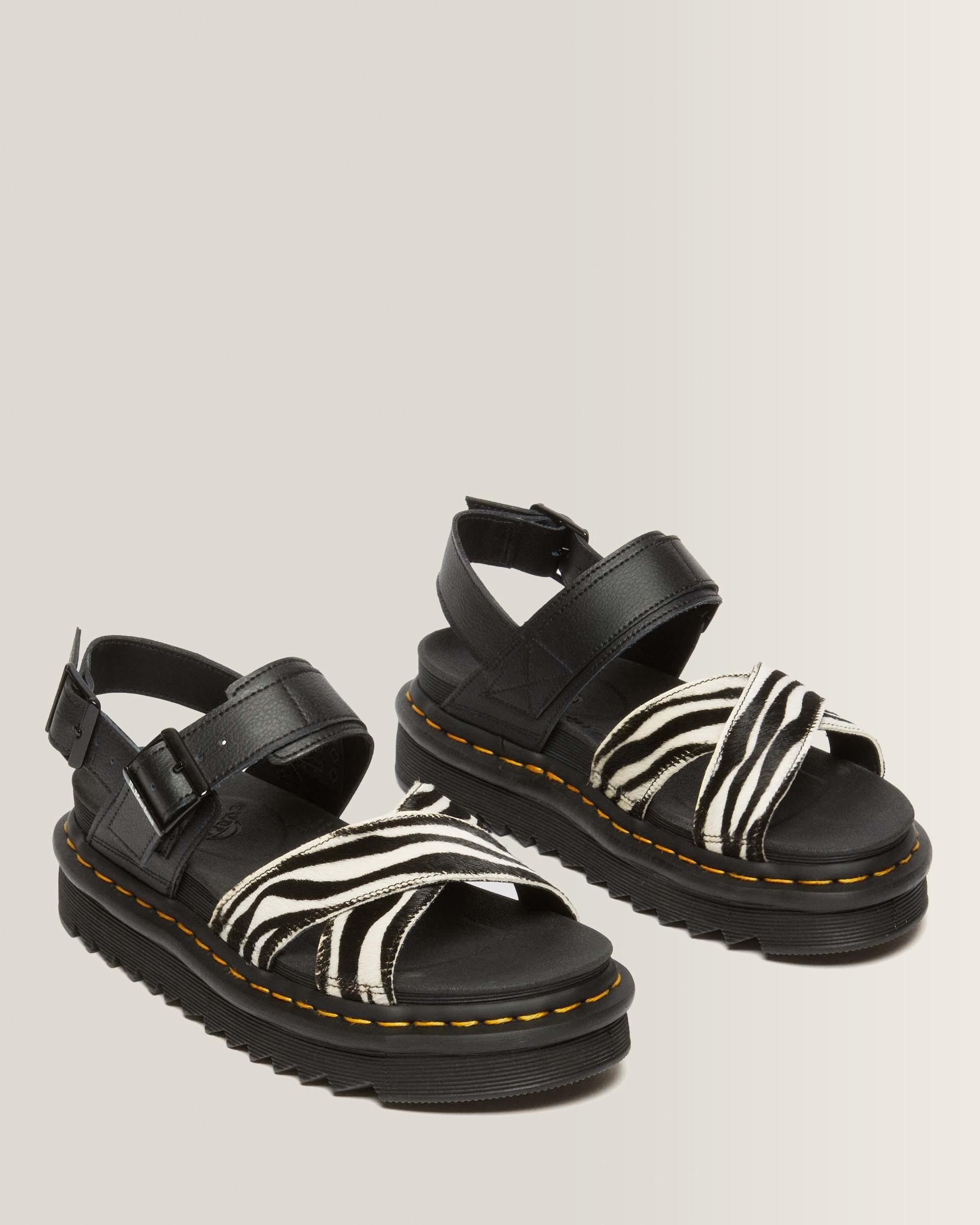 Voss II Hair-On Zebra Print Sandalen
