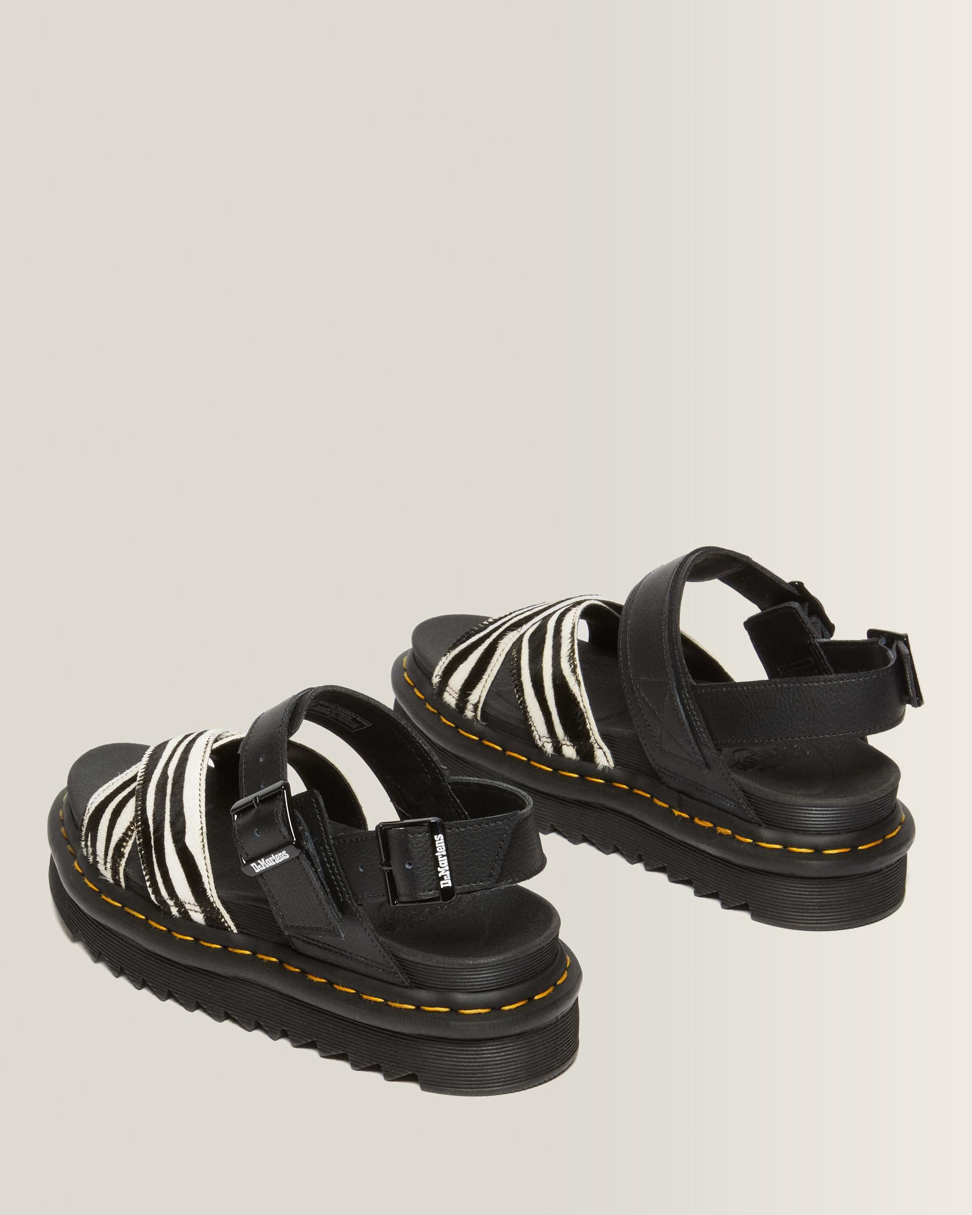 Voss II Hair-On Zebra Print Sandals in Black+zebra Print | Dr