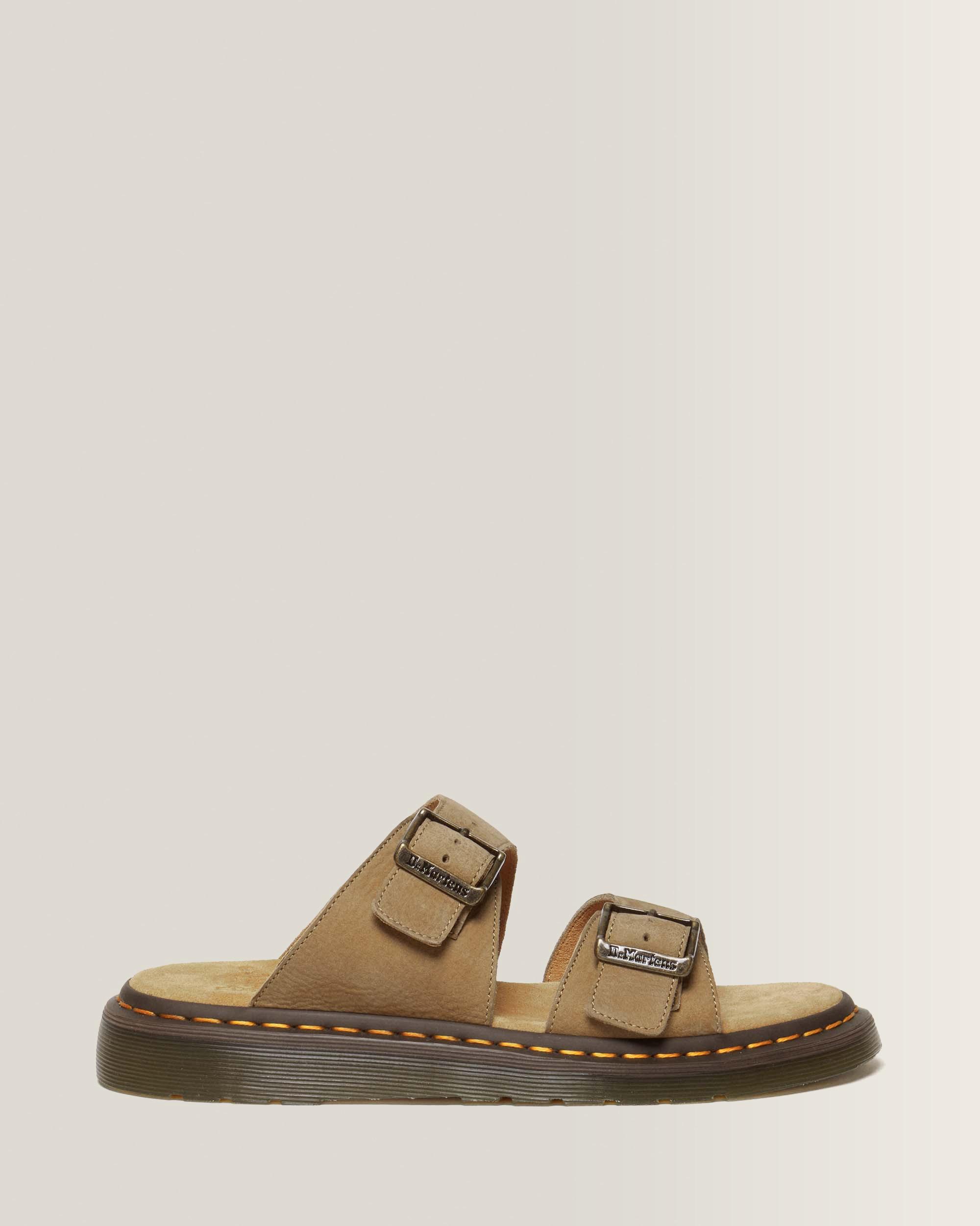 Josef Nubuck Leather Buckle Slide Sandals