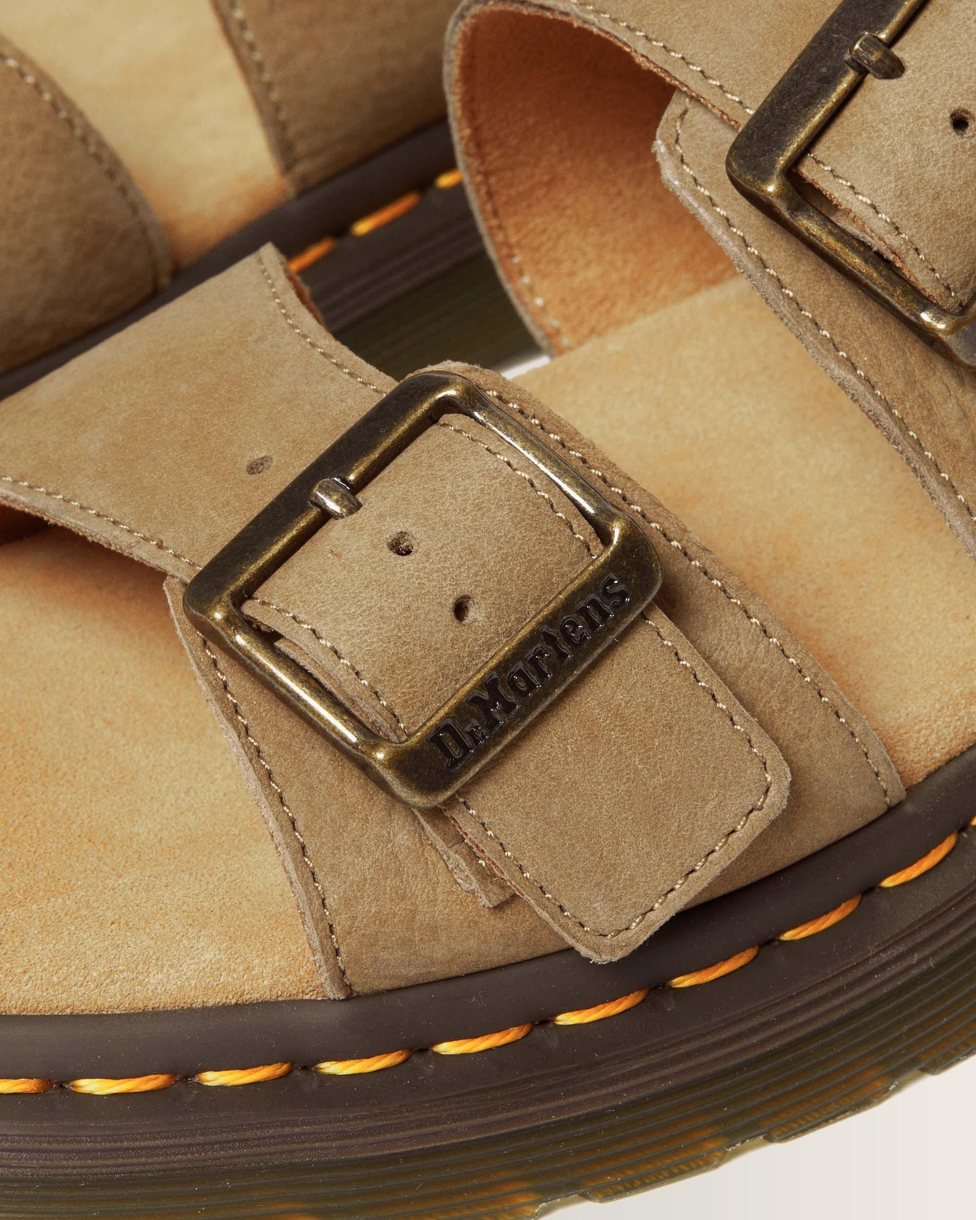 Josef Nubuck Leather Buckle Slide Sandals