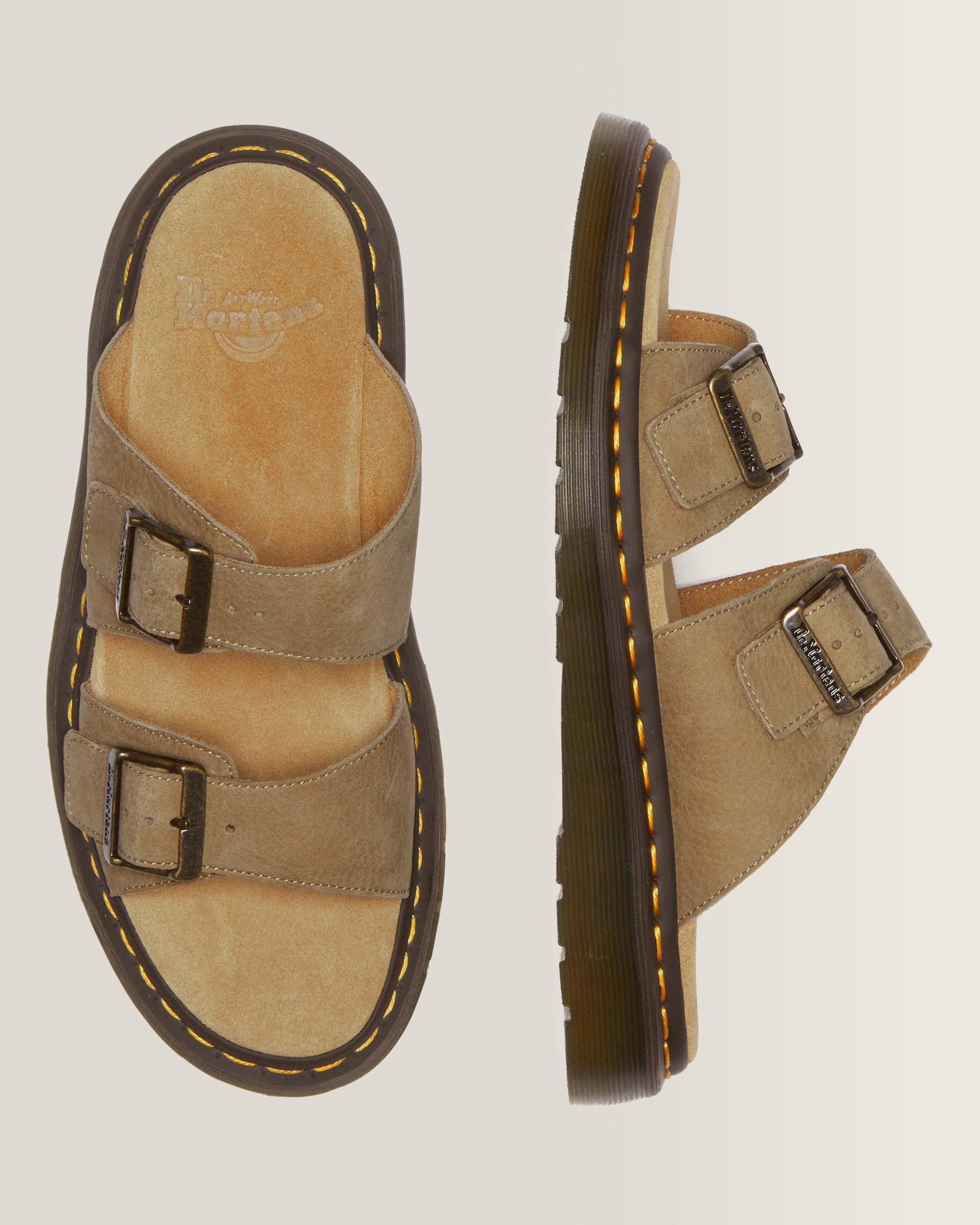 Josef Nubuck Leather Buckle Slide Sandals