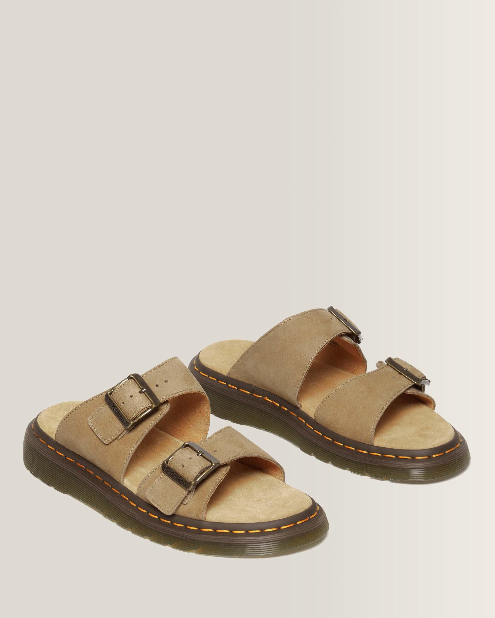 Josef Nubuck Leather Buckle Slide Sandals