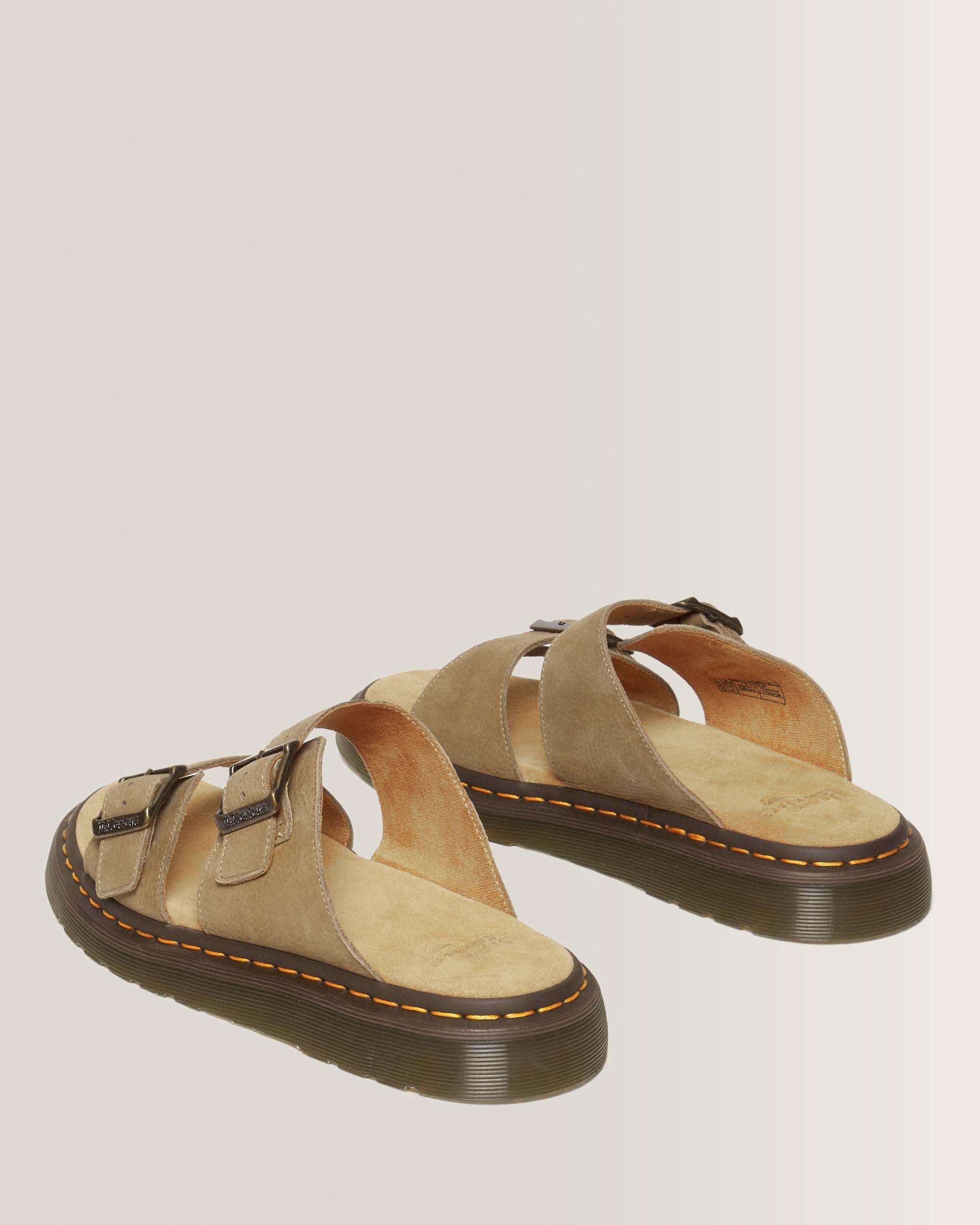 Josef Nubuck Leather Buckle Slide Sandals
