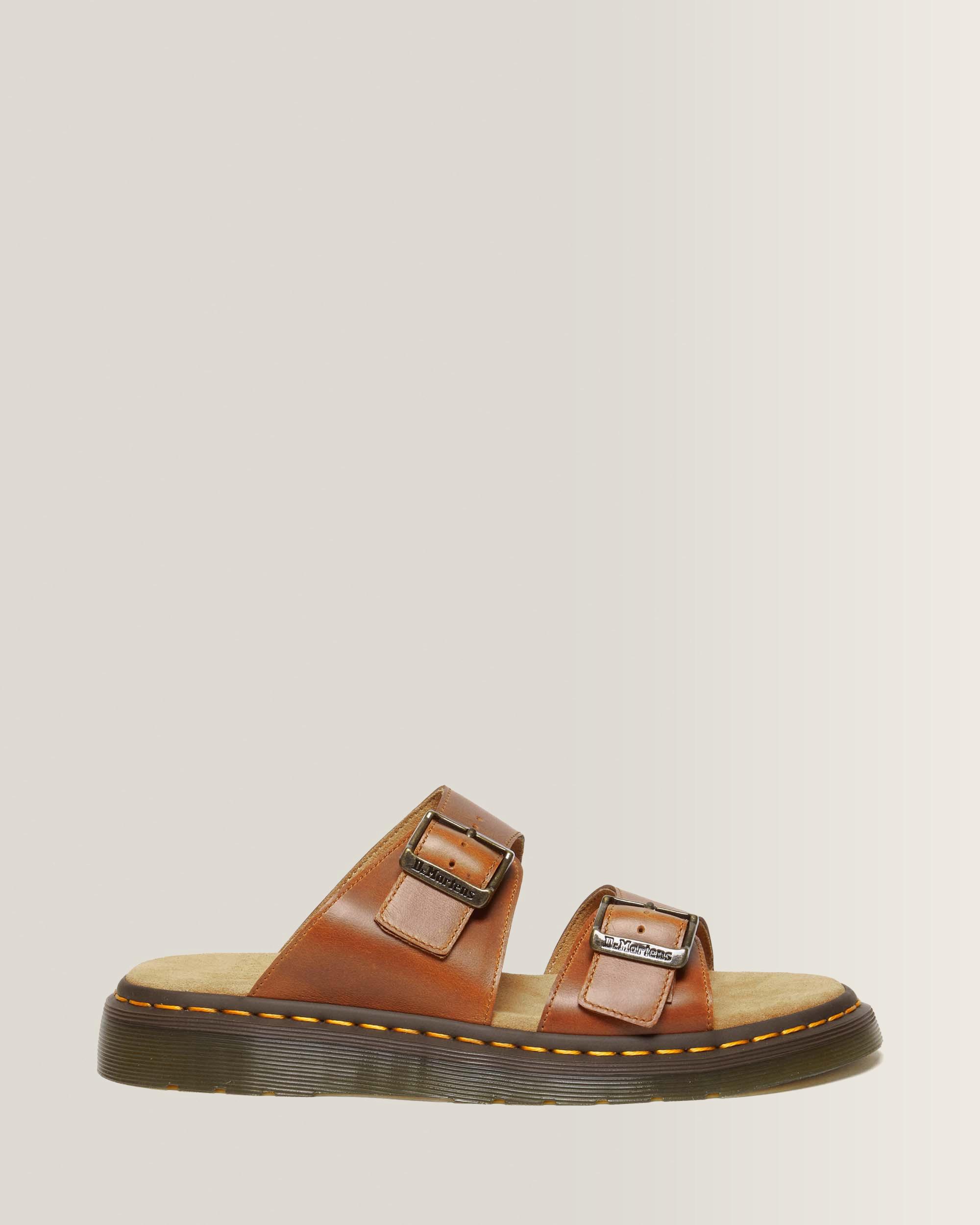 Josef Leather Buckle Slide Sandals