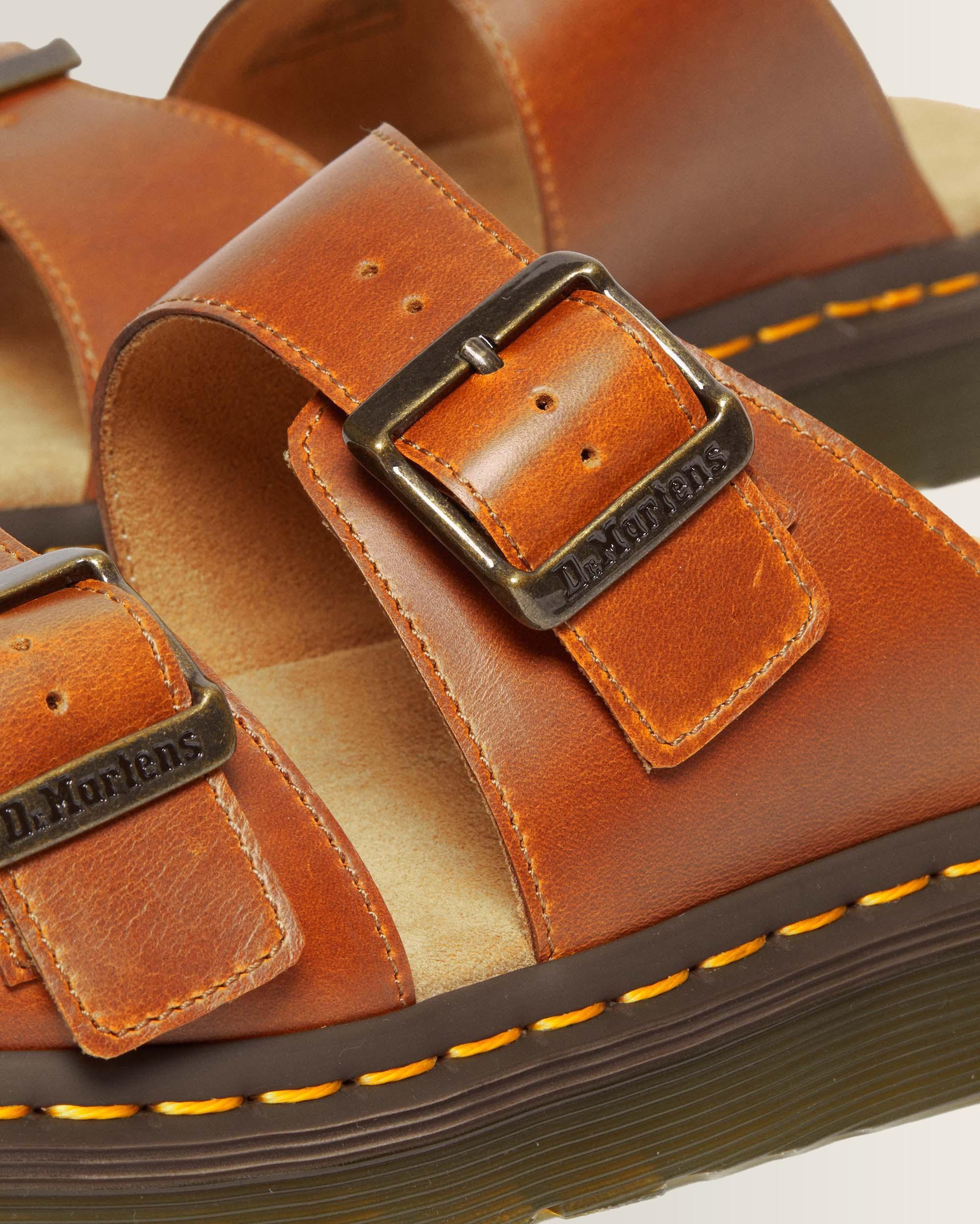 Josef Leather Buckle Slide Sandals